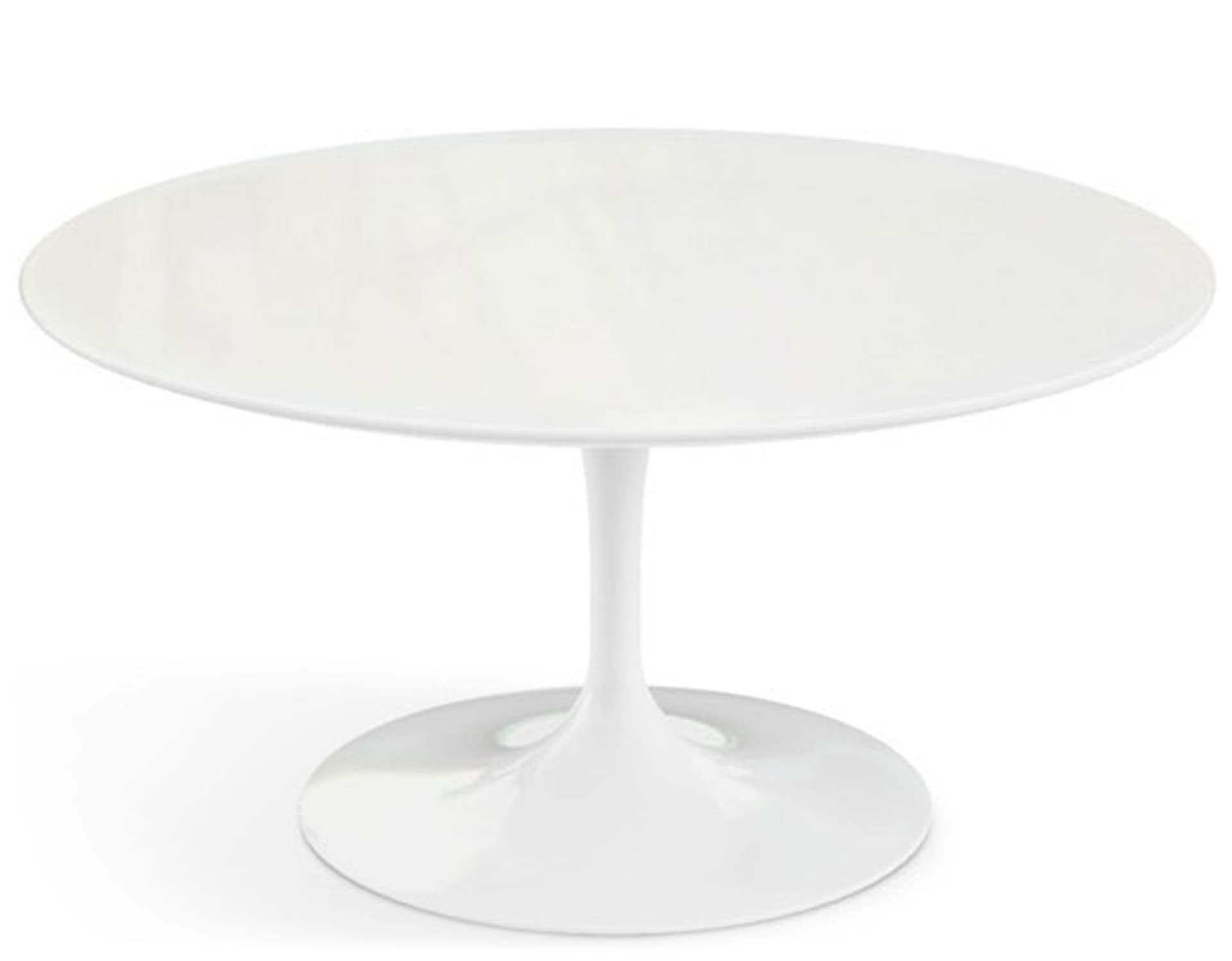 saarinen coffee table - 35" round / high gloss - white / engineered stone - vetro bianco