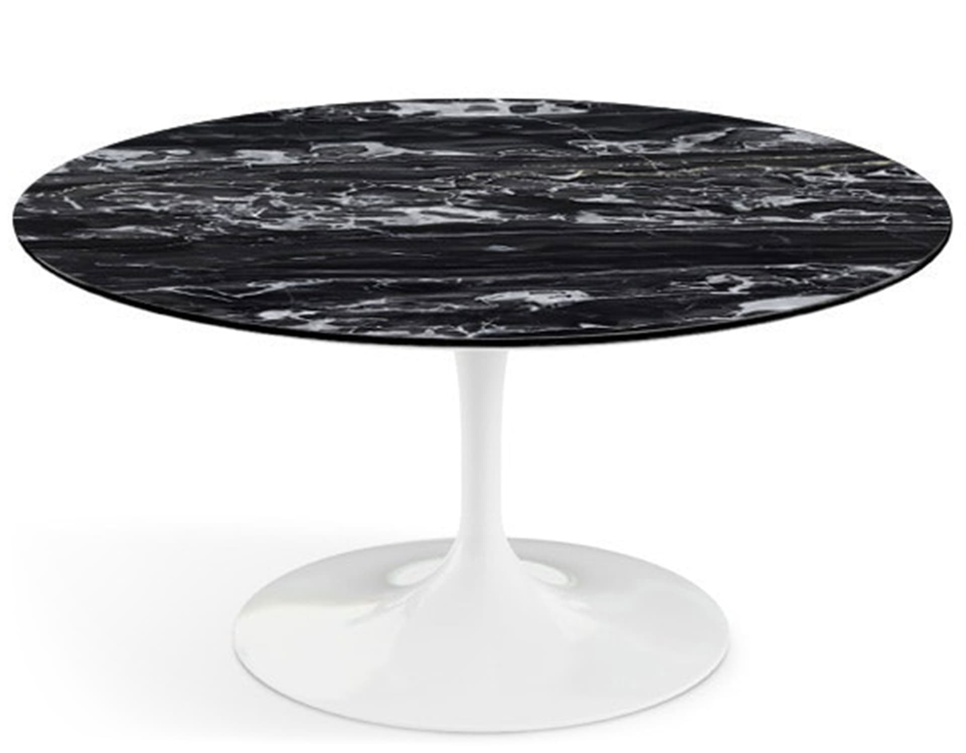 saarinen coffee table - 35" round / high gloss - white / satin marble - portoro