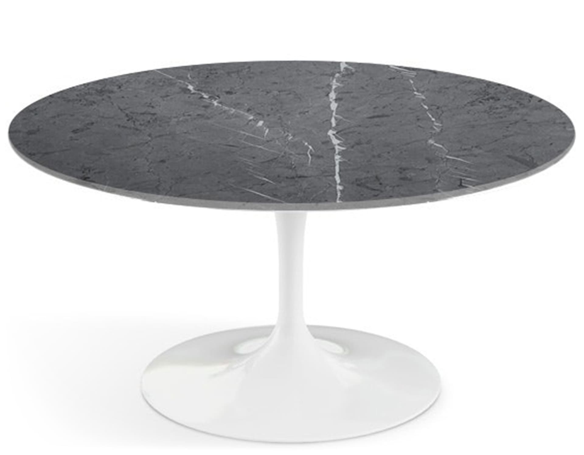 saarinen coffee table - 35" round / high gloss - white / satin marble - grigio marquina