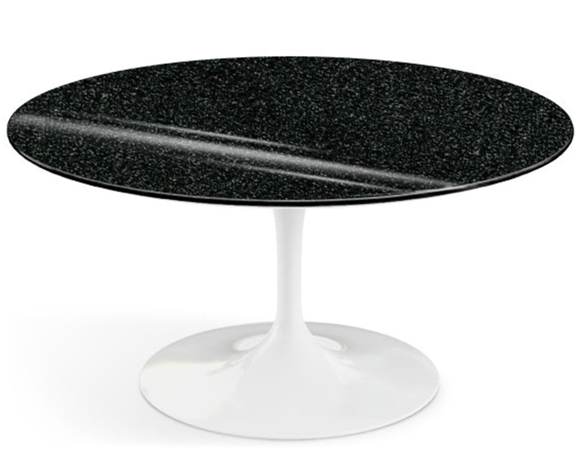 saarinen coffee table - 35" round / high gloss - white / granite - black andes