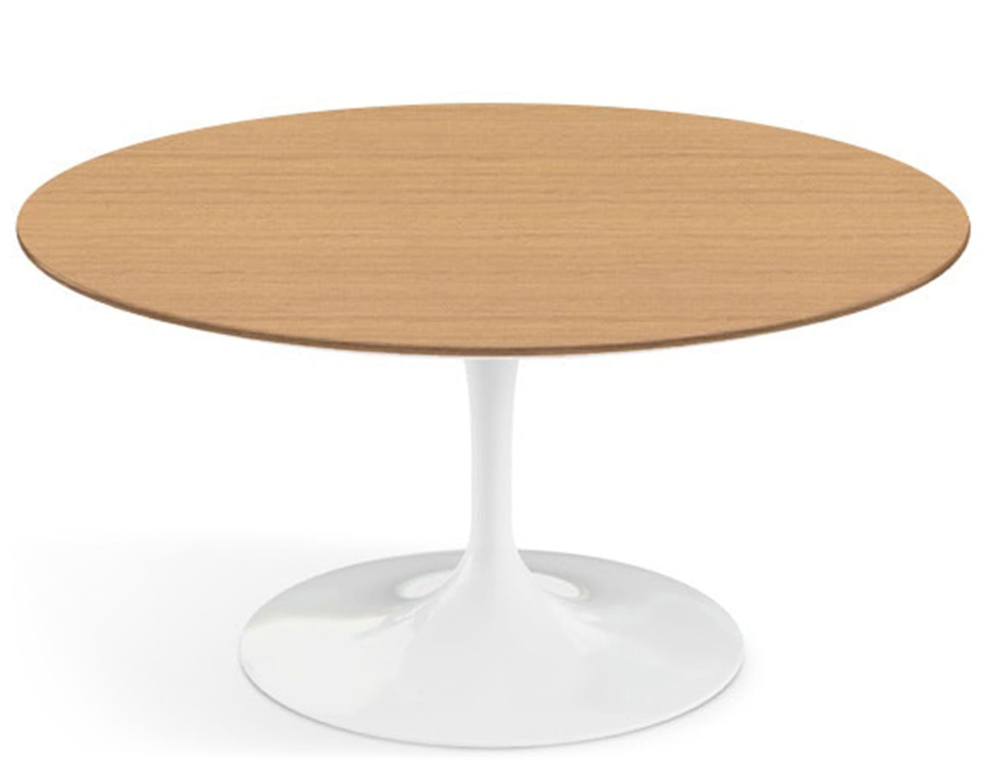 saarinen coffee table - 35" round / high gloss - white / veneer - light oak