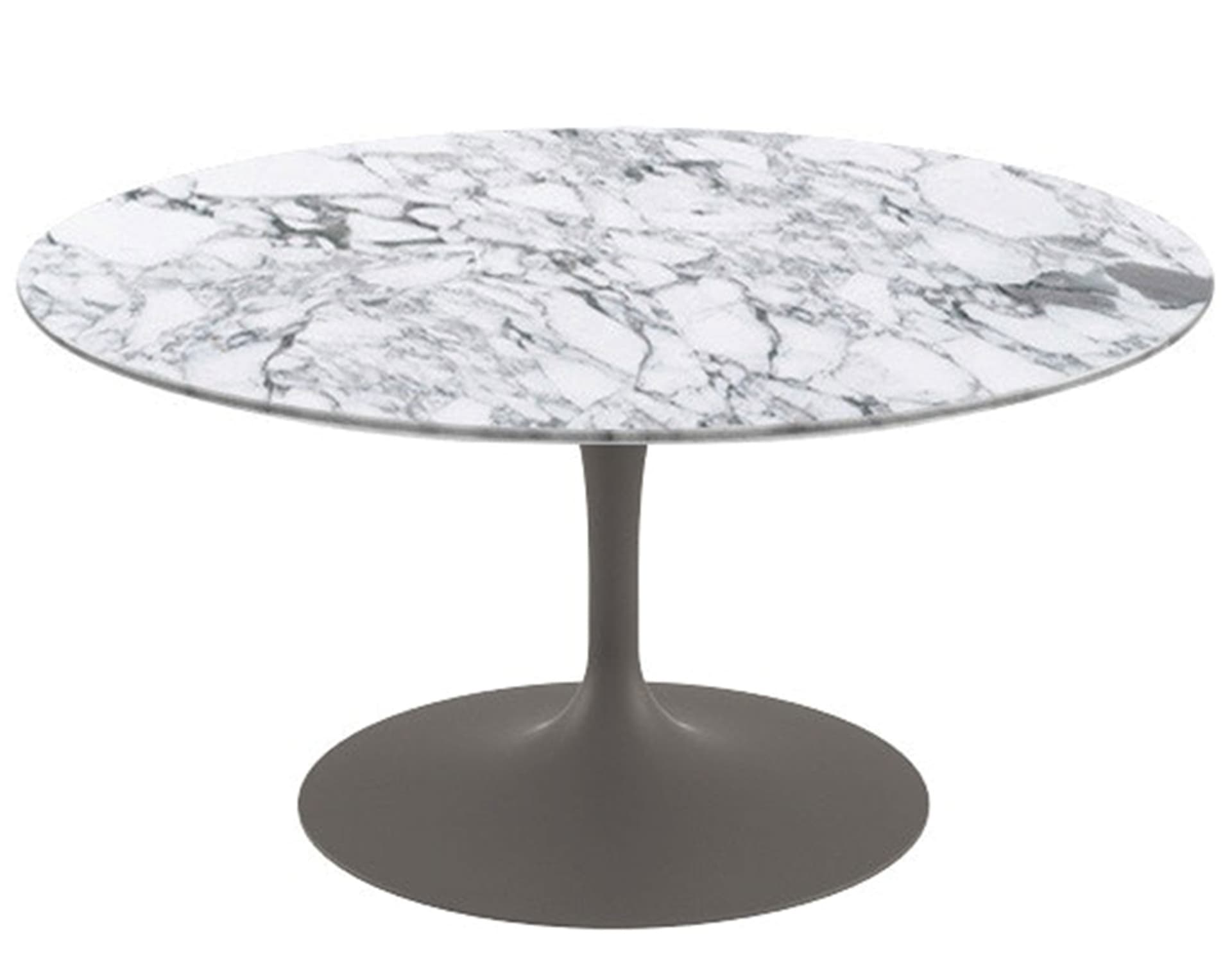 saarinen coffee table - 35" round / satin - grey / polished marble - arabescato