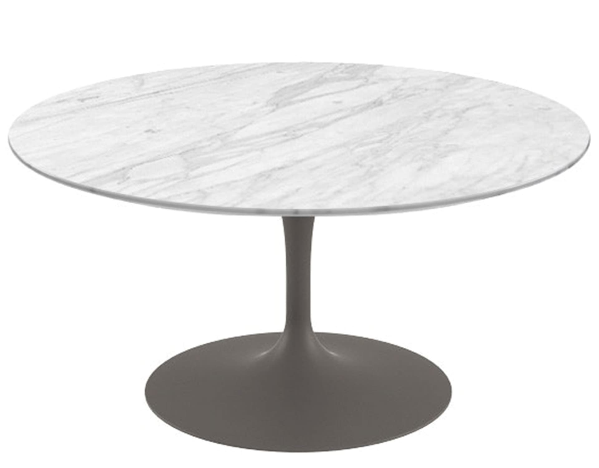 saarinen coffee table - 35" round / satin - grey / polished marble - carrara