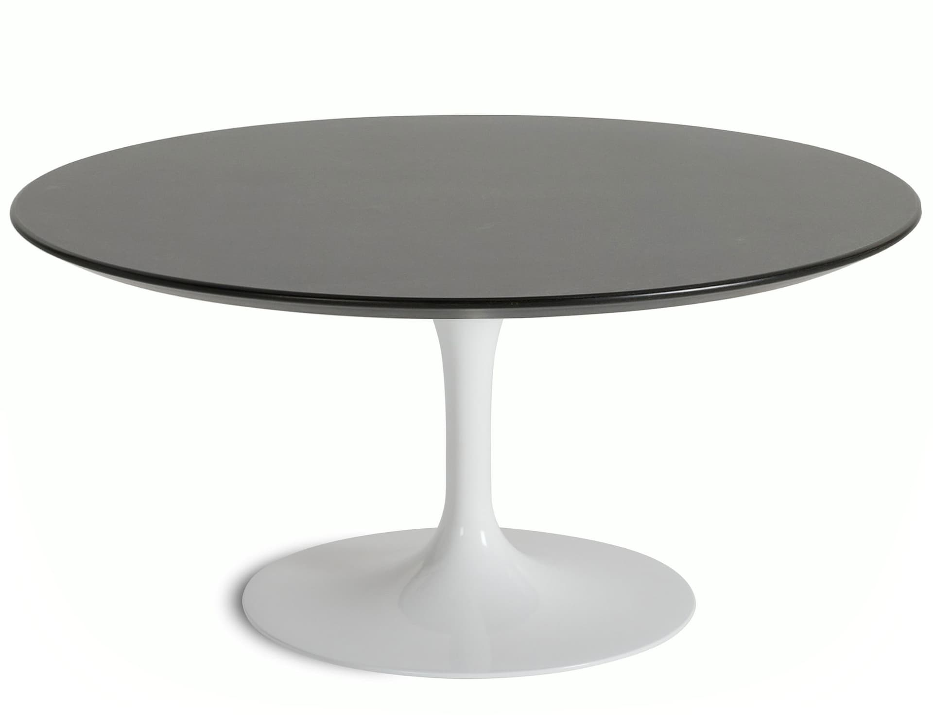 saarinen coffee table - 35" round / high gloss - white / veneer - topo noir