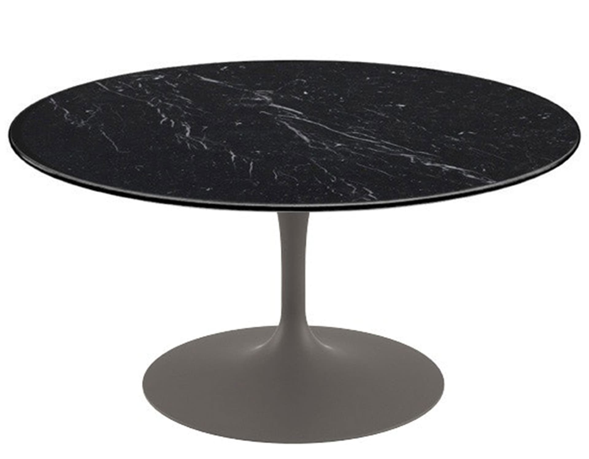 saarinen coffee table - 35" round / satin - grey / polished marble - nero marquina