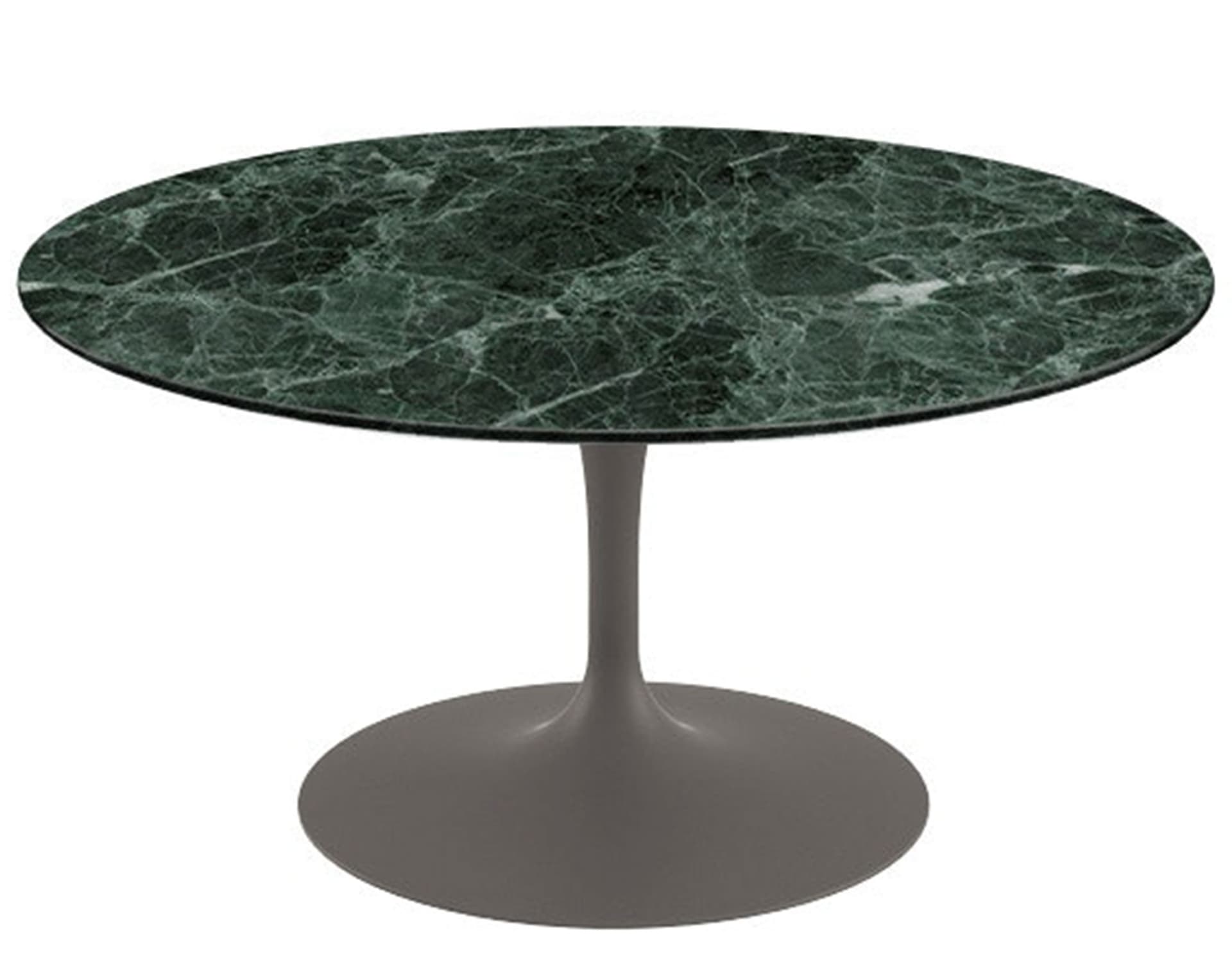 saarinen coffee table - 35" round / satin - grey / polished marble - verde alpi