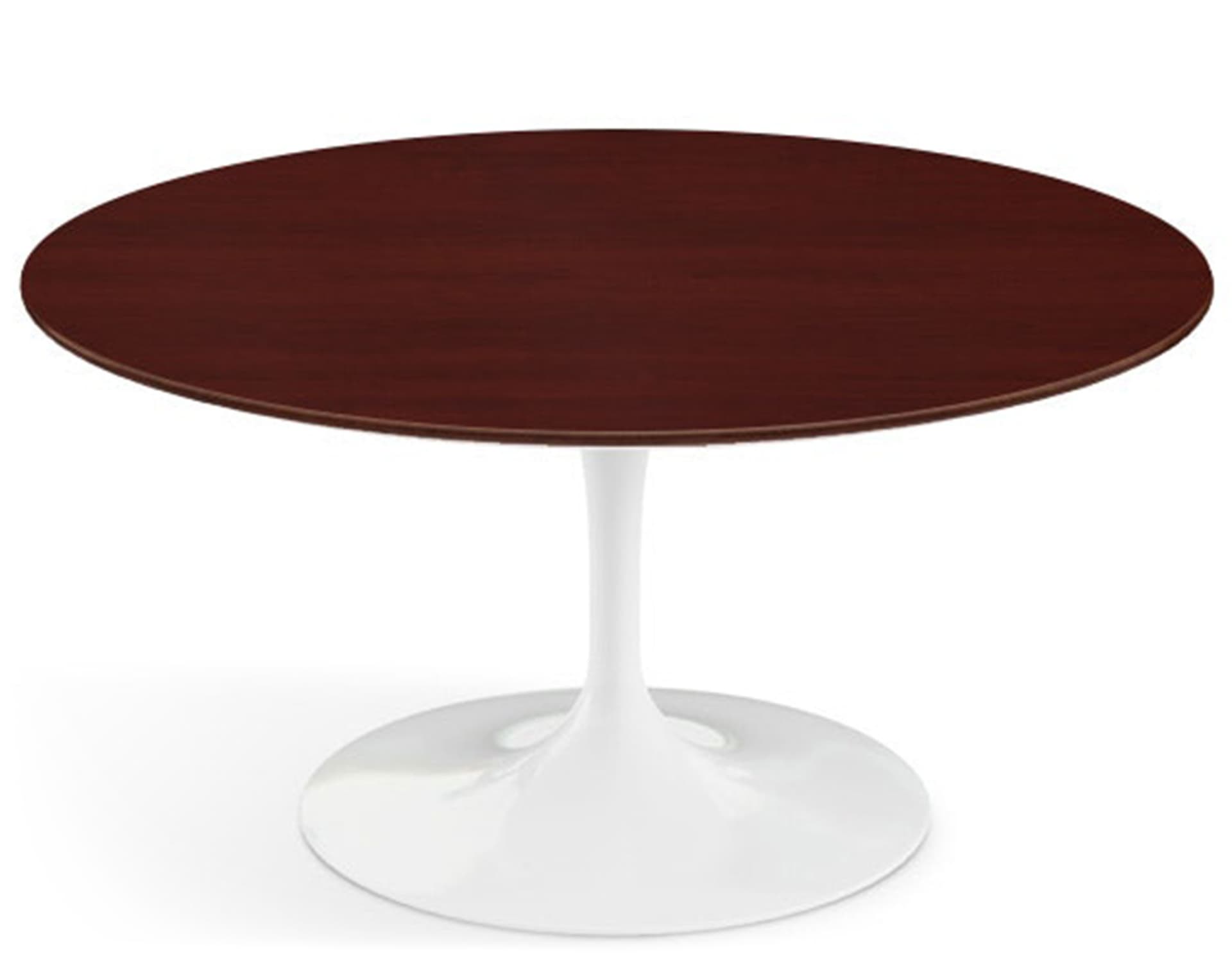 saarinen coffee table - 35" round / high gloss - white / veneer - reff dark cherry