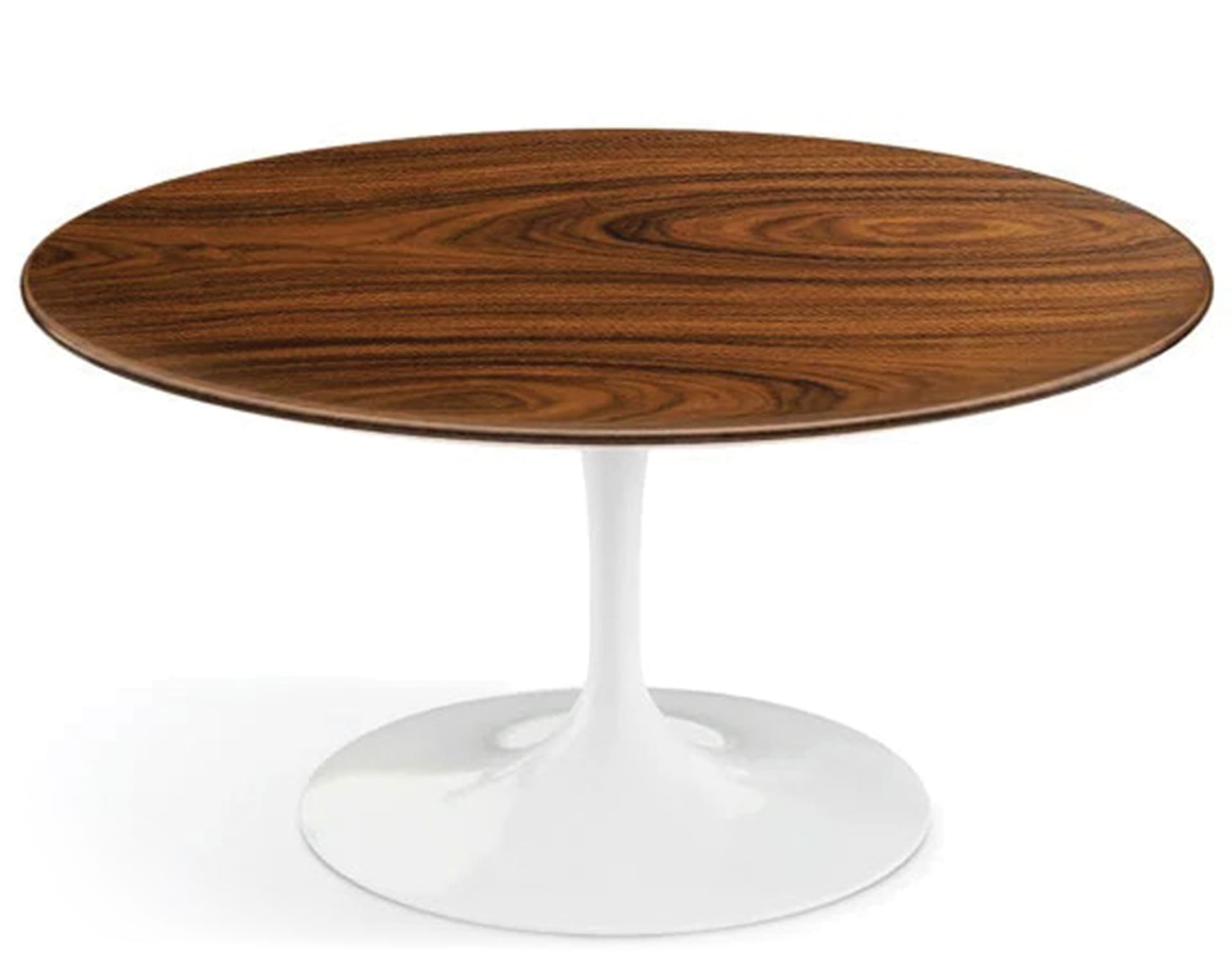saarinen coffee table - 35" round / high gloss - white / veneer - rosewood