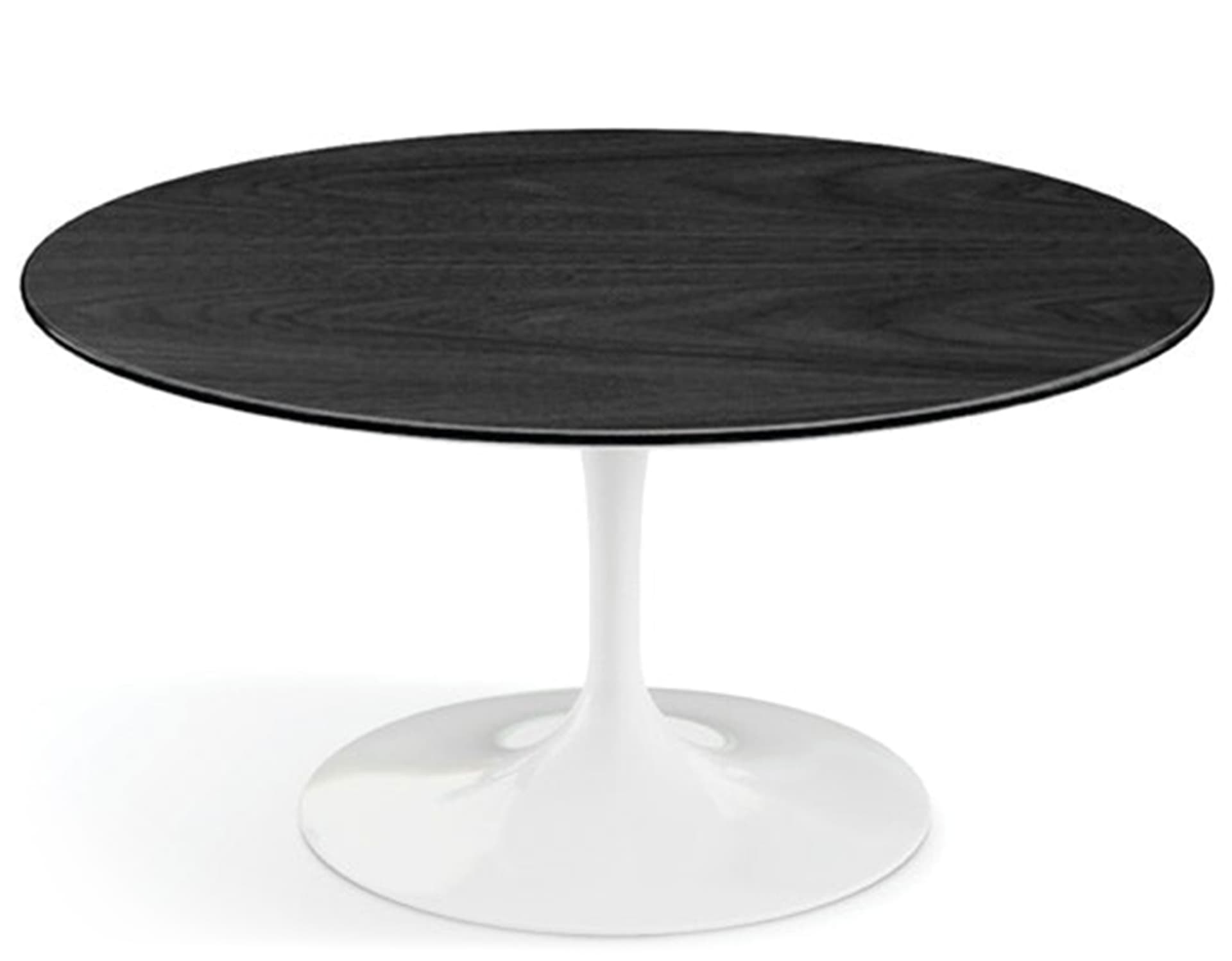 saarinen coffee table - 35" round / high gloss - white / veneer - ebonized walnut