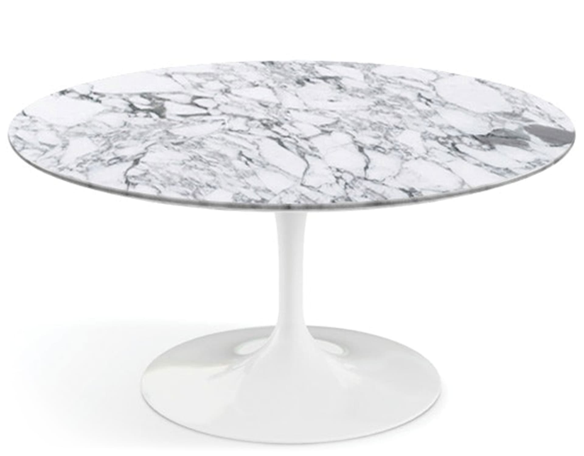 saarinen coffee table - 35" round / high gloss - white / polished marble - arabescato