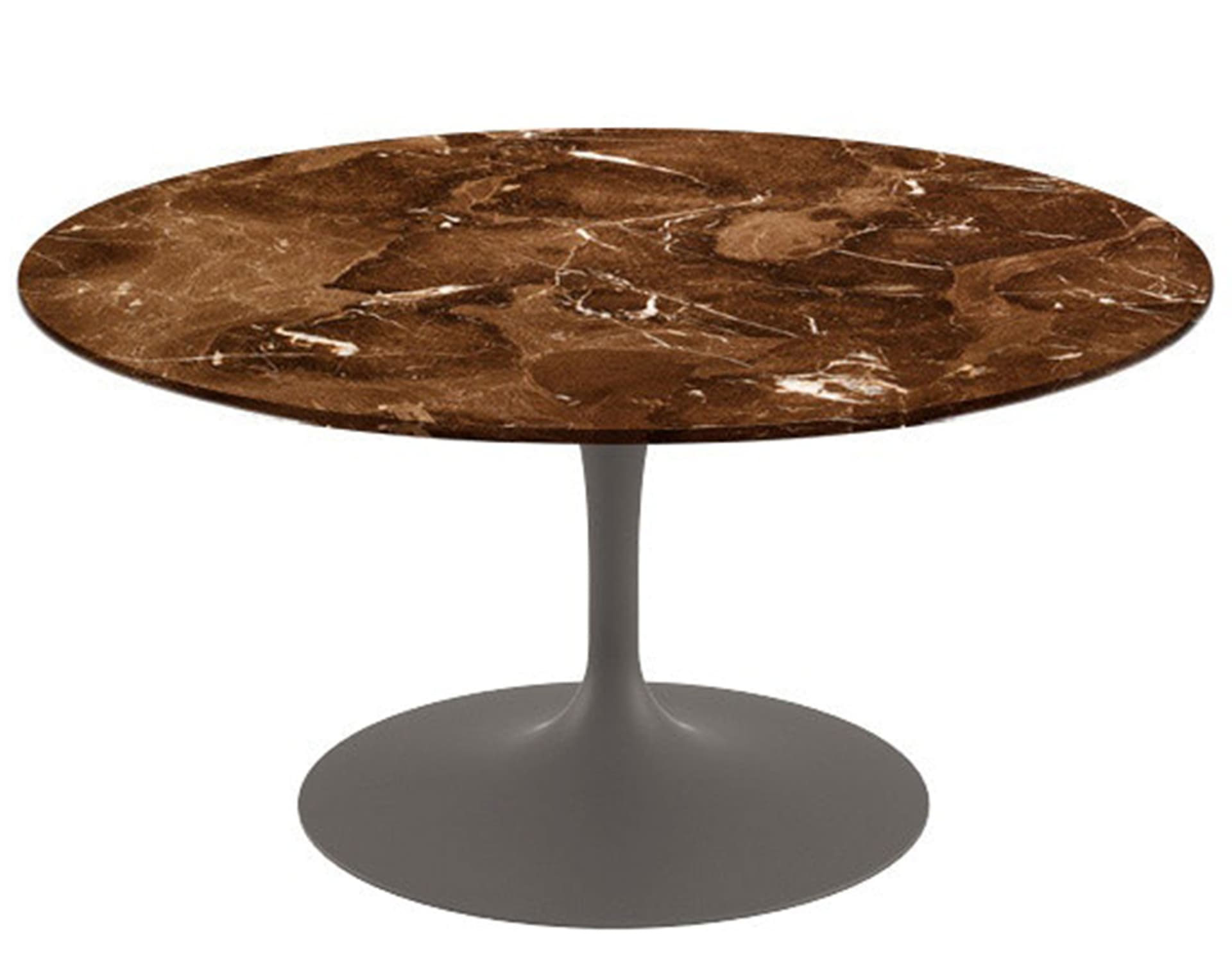 saarinen coffee table - 35" round / satin - grey / polished marble - espresso