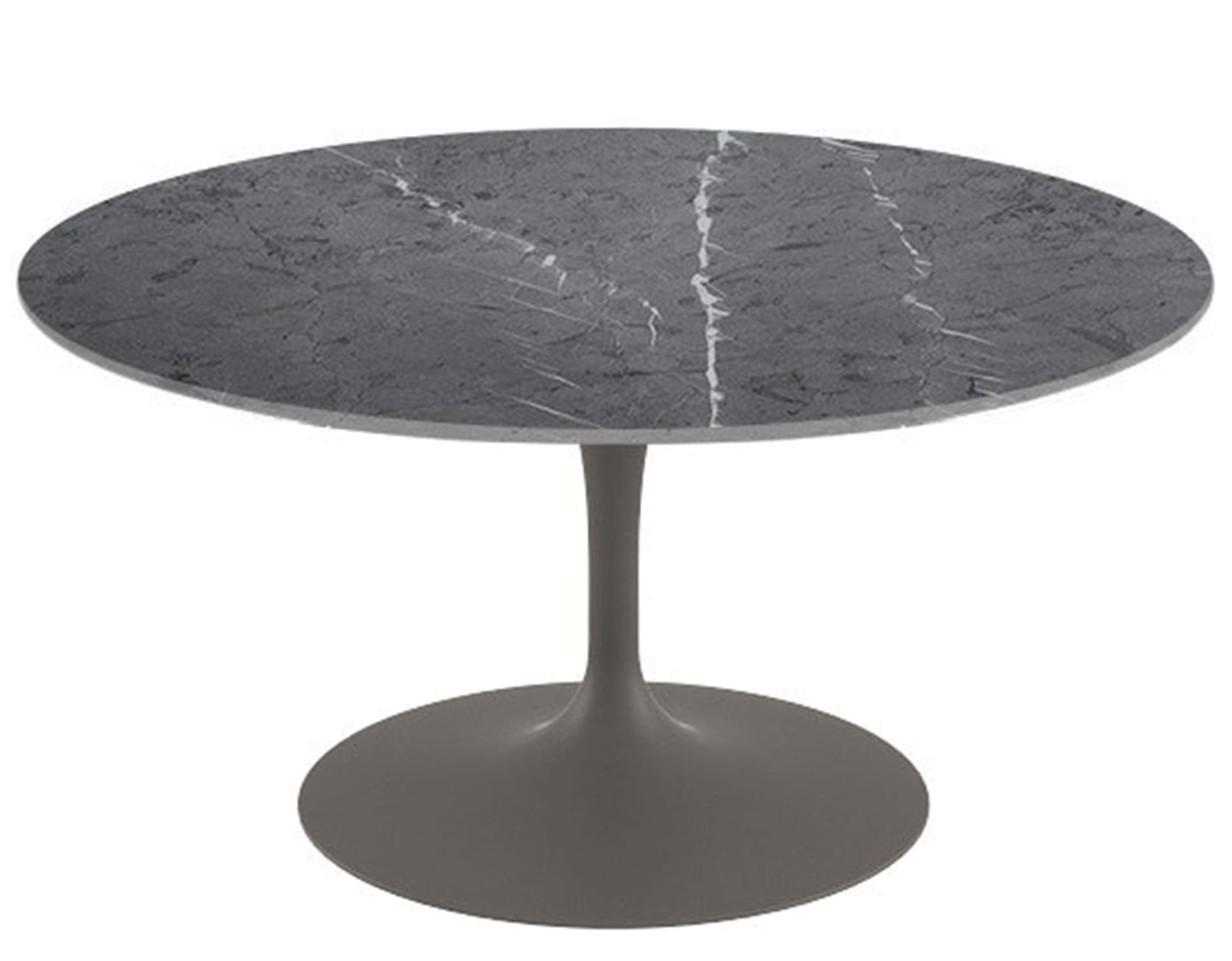 saarinen coffee table - 35" round / satin - grey / satin marble - grigio marquina