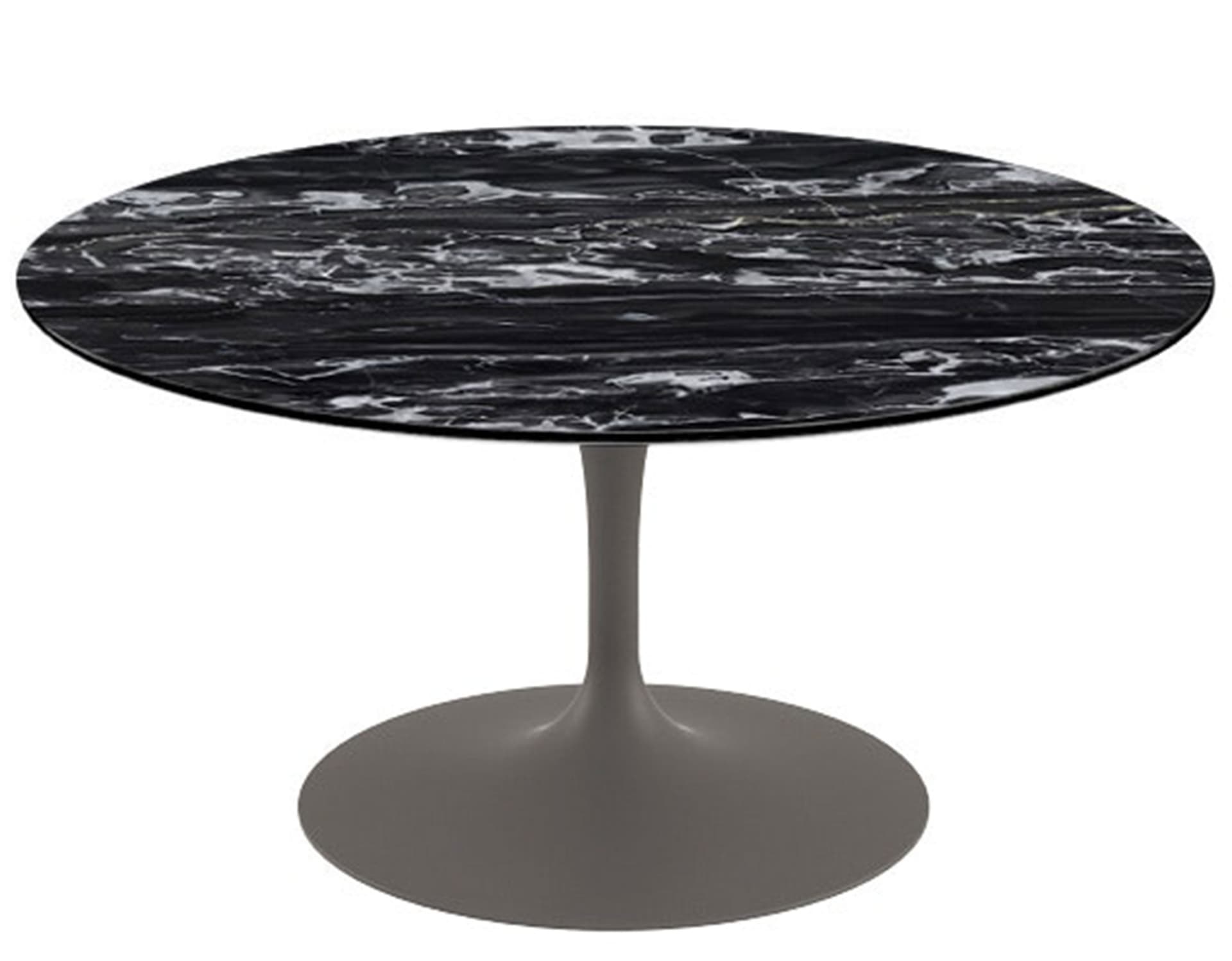 saarinen coffee table - 35" round / satin - grey / satin marble - portoro