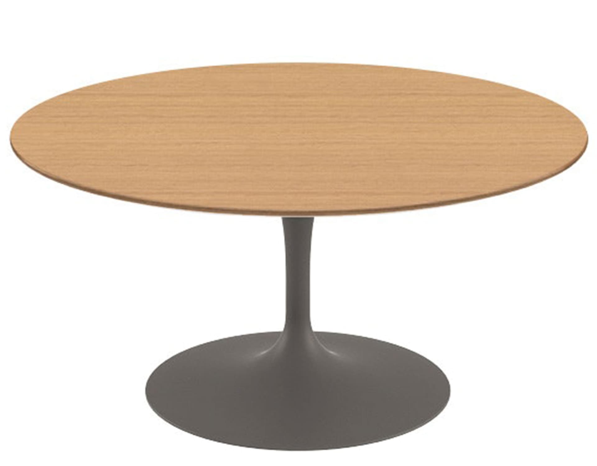 saarinen coffee table - 35" round / satin - grey / veneer - light oak