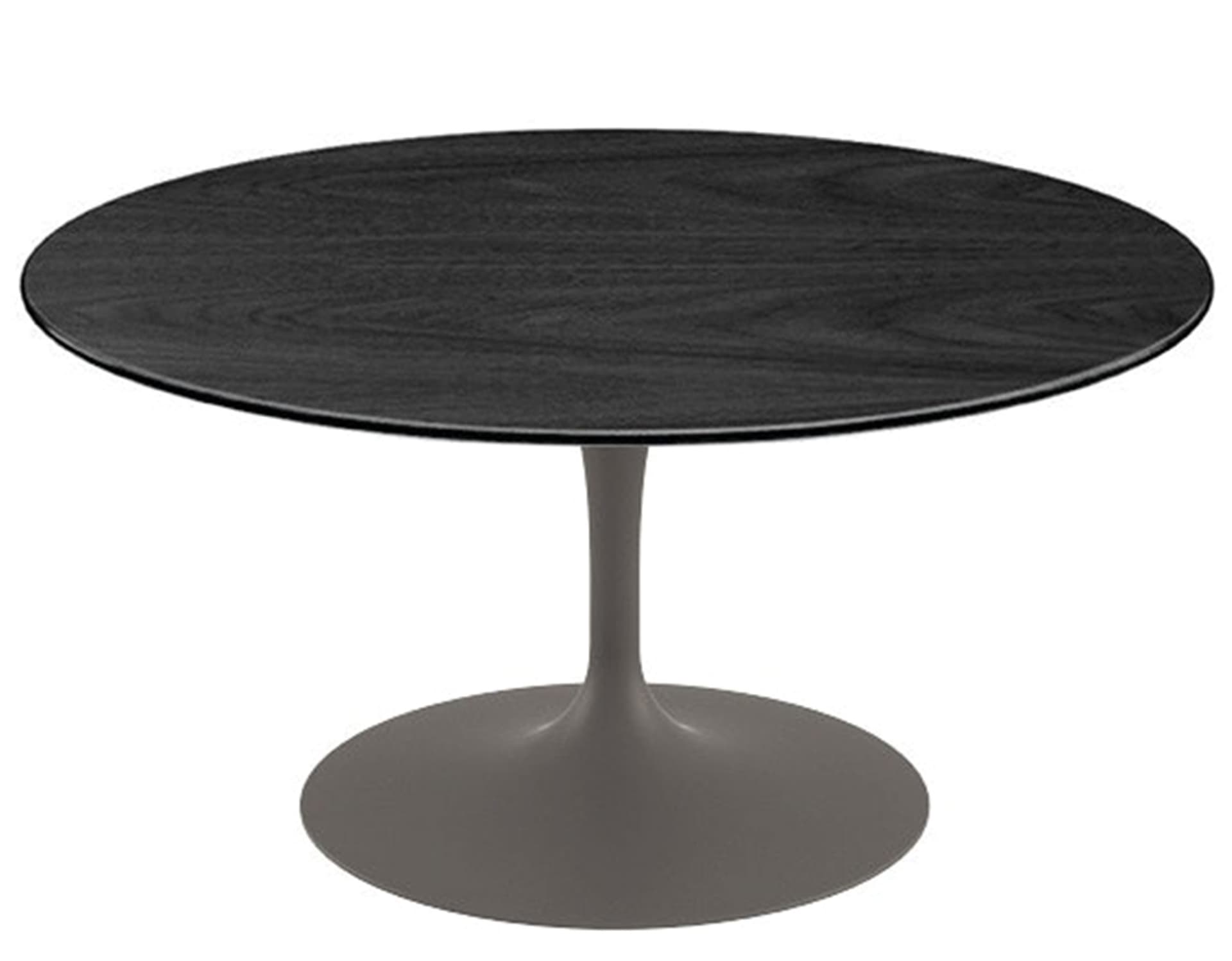 saarinen coffee table - 35" round / satin - grey / veneer - ebonized walnut