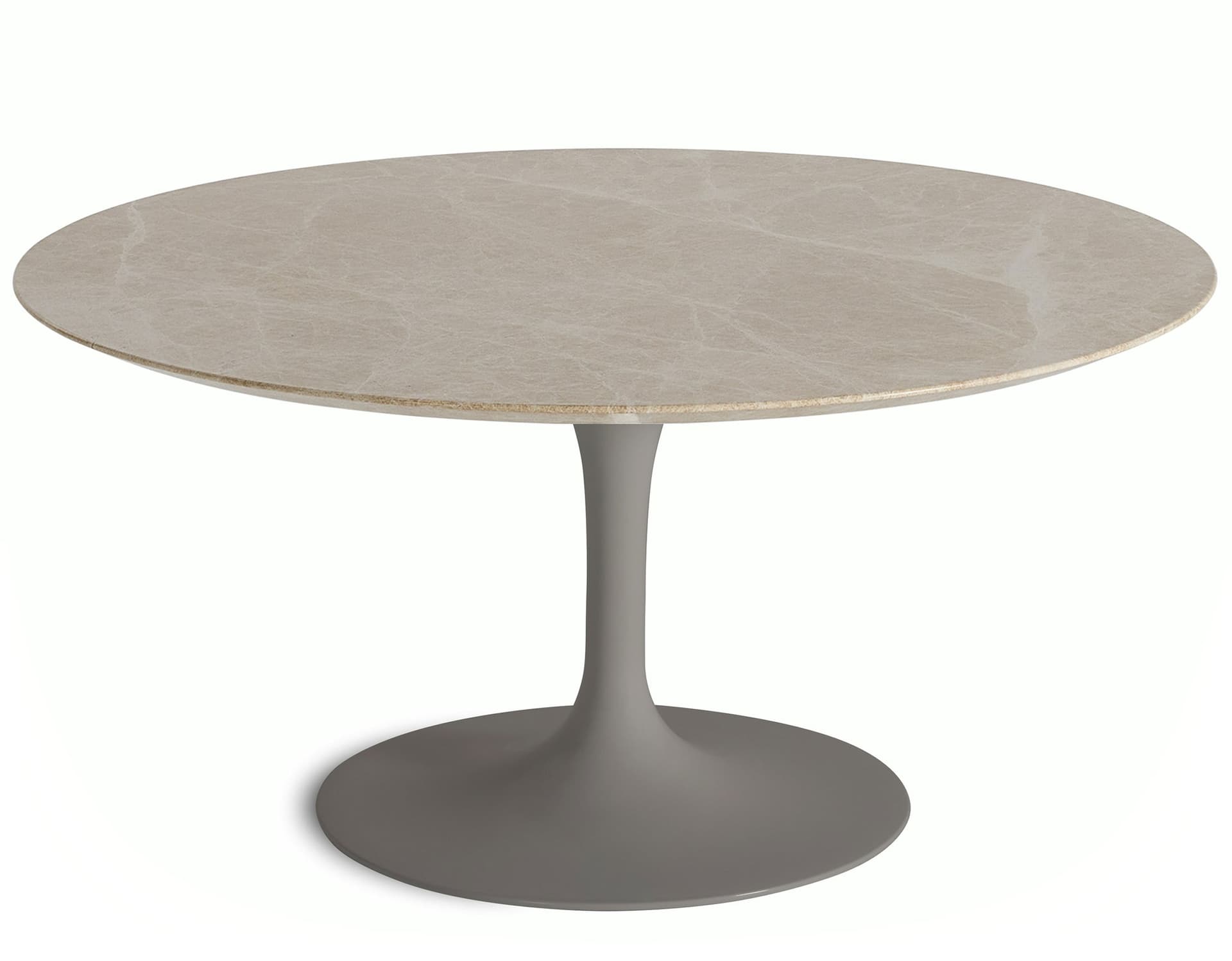 saarinen coffee table - 35" round / satin - grey / satin marble - emperador light