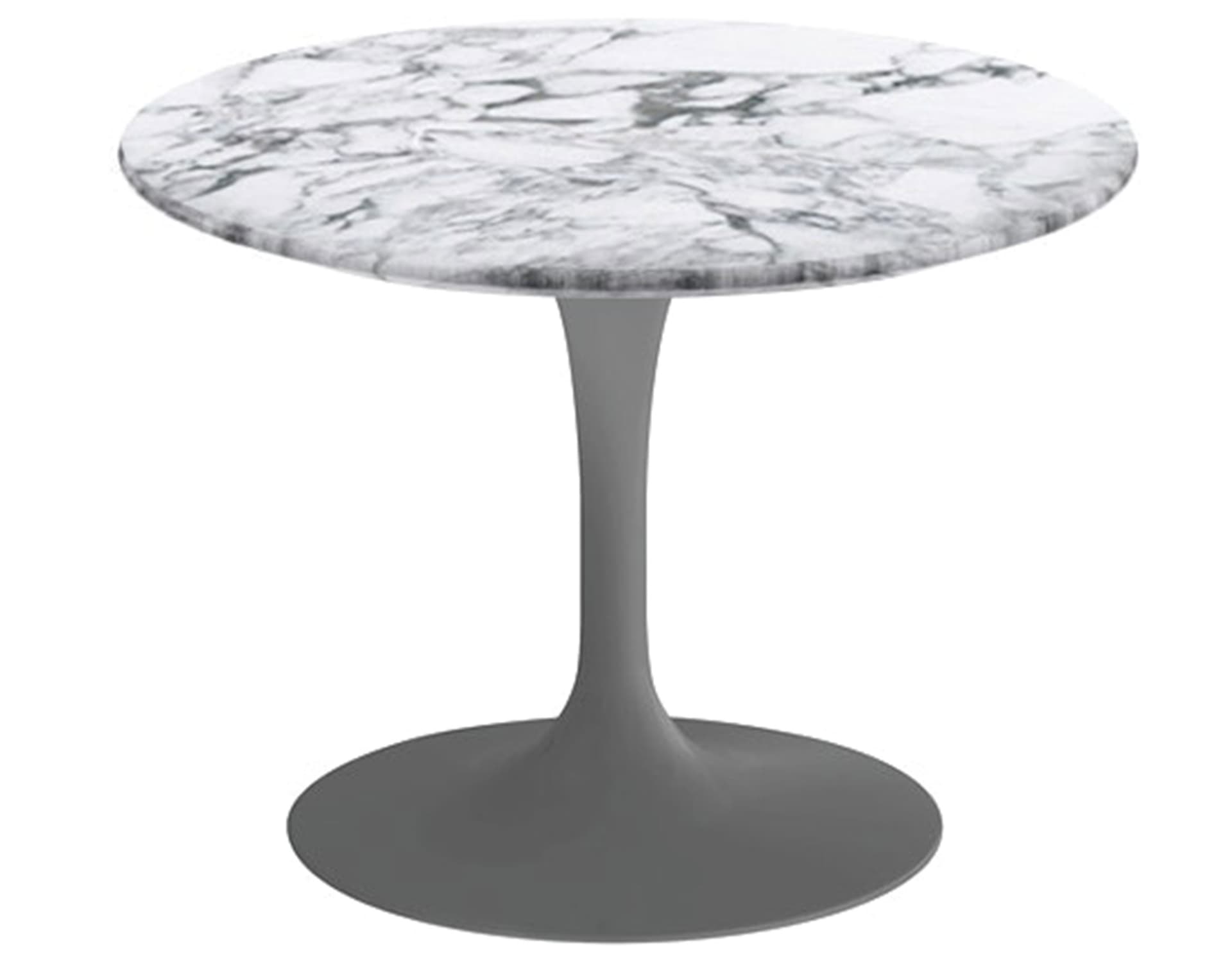 saarinen coffee table - 20" round / satin - grey / polished marble - arabescato
