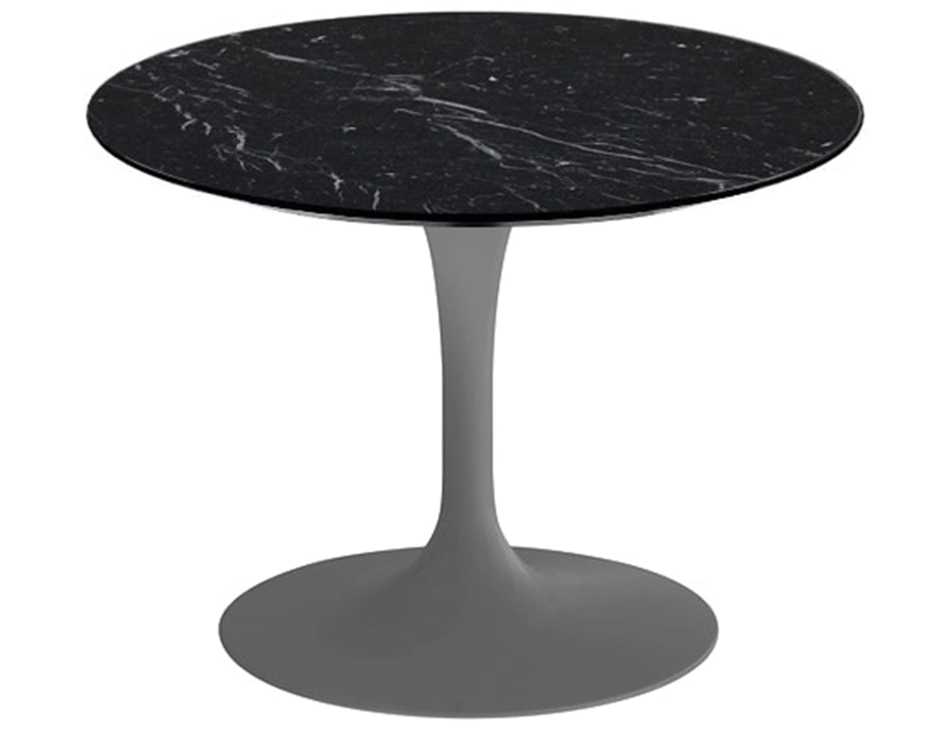saarinen coffee table - 20" round / satin - grey / polished marble - nero marquina