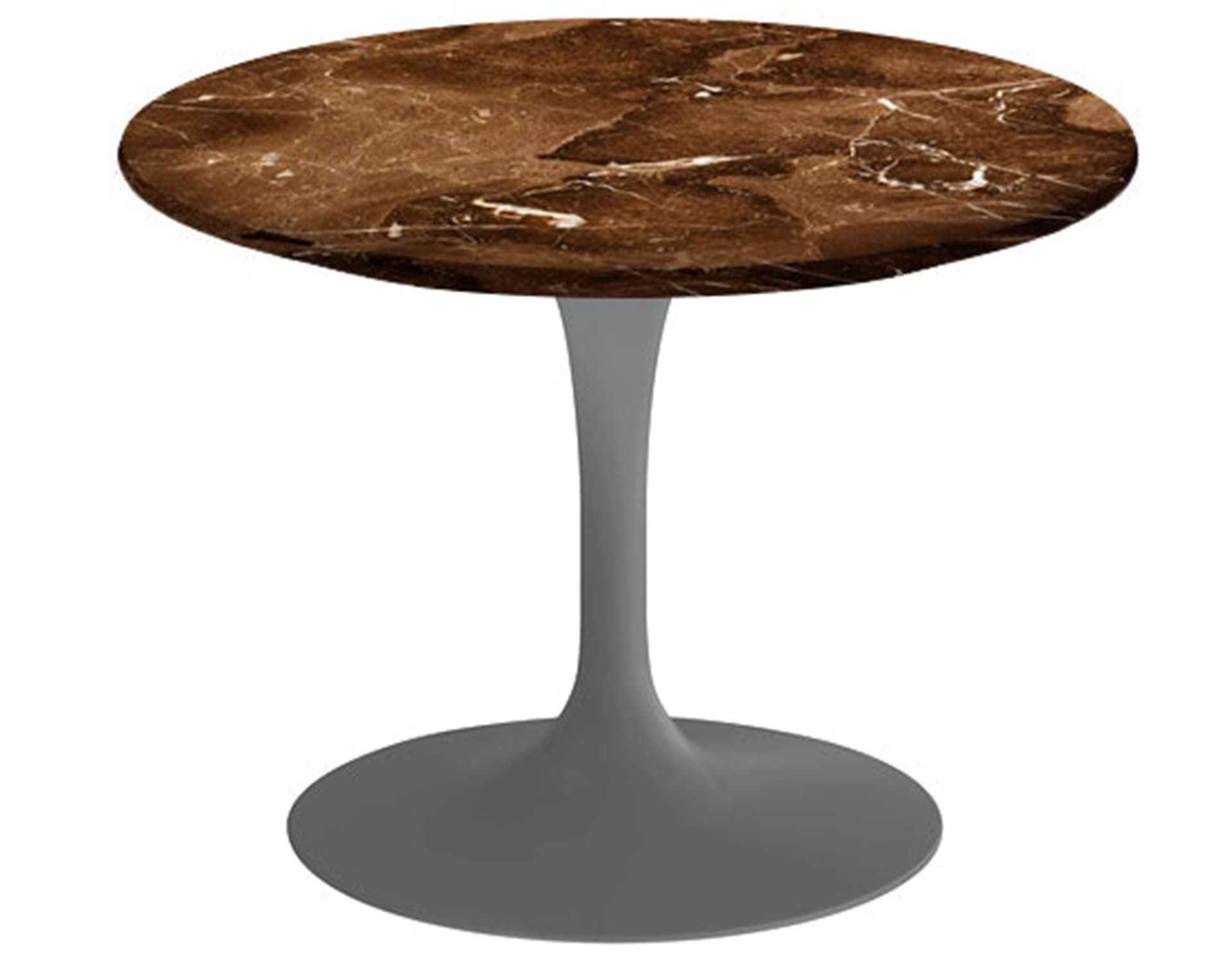 saarinen coffee table - 20" round / satin - grey / satin marble - espresso