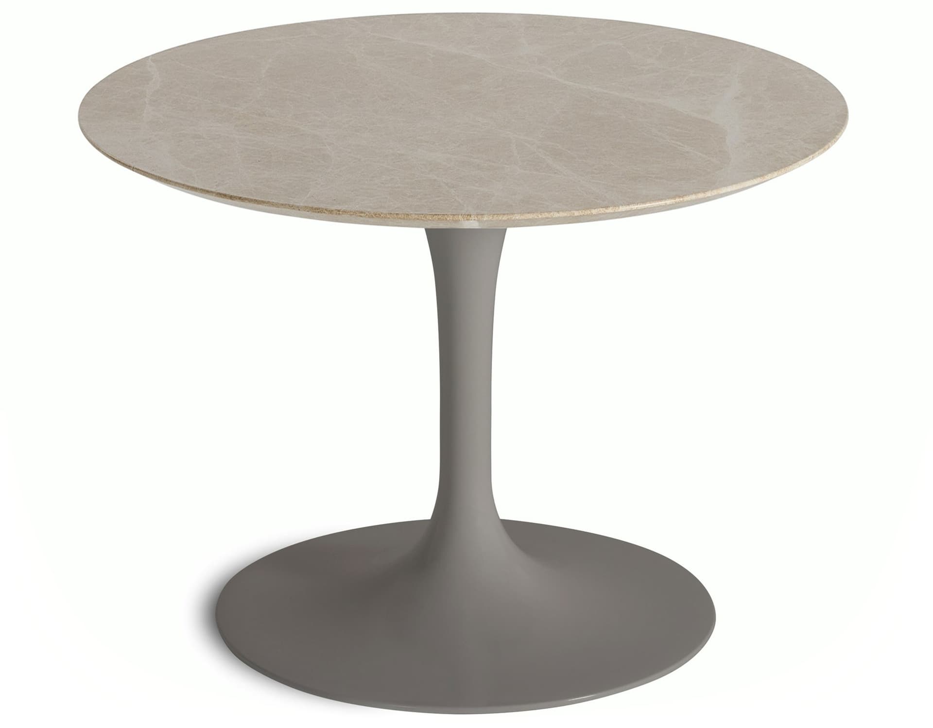 saarinen coffee table - 20" round / satin - grey / satin marble - emperador light