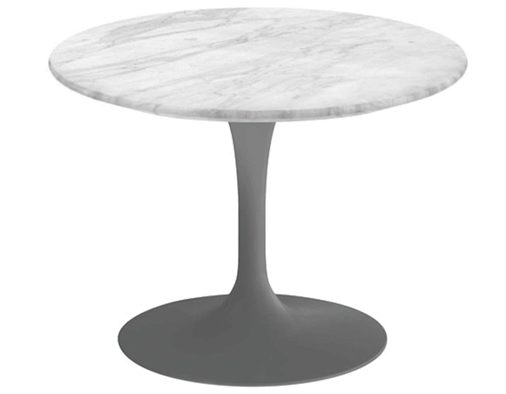 saarinen coffee table - 20" round / satin - grey / satin marble - carrara