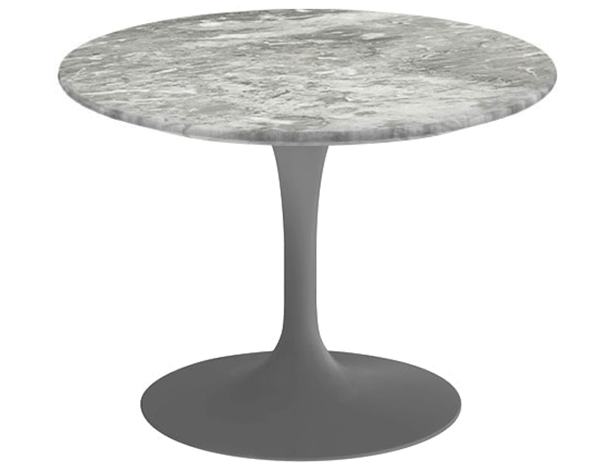 saarinen coffee table - 20" round / satin - grey / polished marble - grey