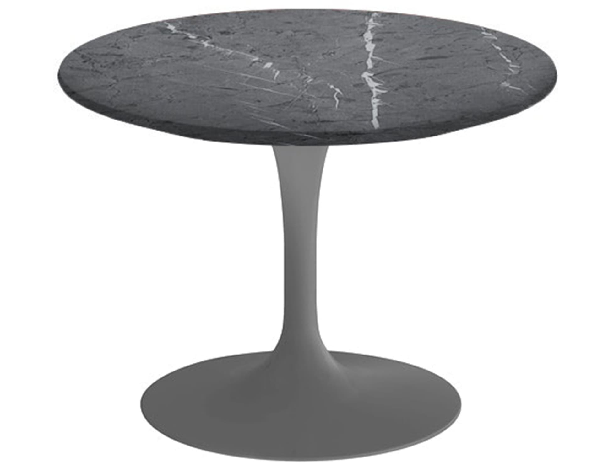 saarinen coffee table - 20" round / satin - grey / satin marble - grigio marquina