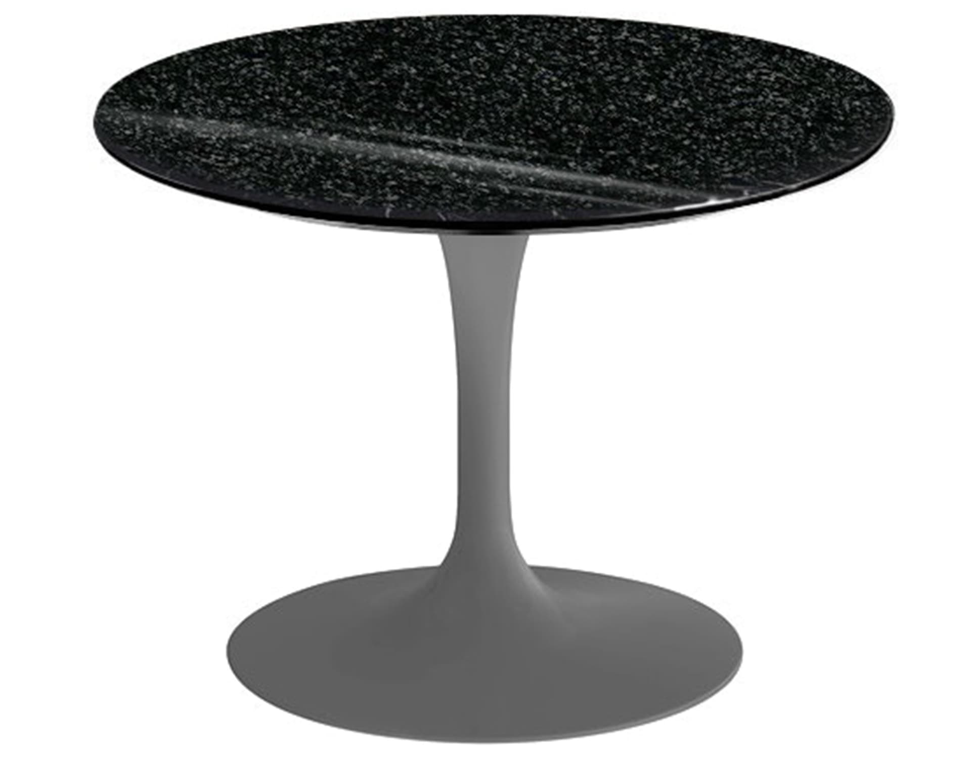 saarinen coffee table - 20" round / satin - grey / granite - black andes