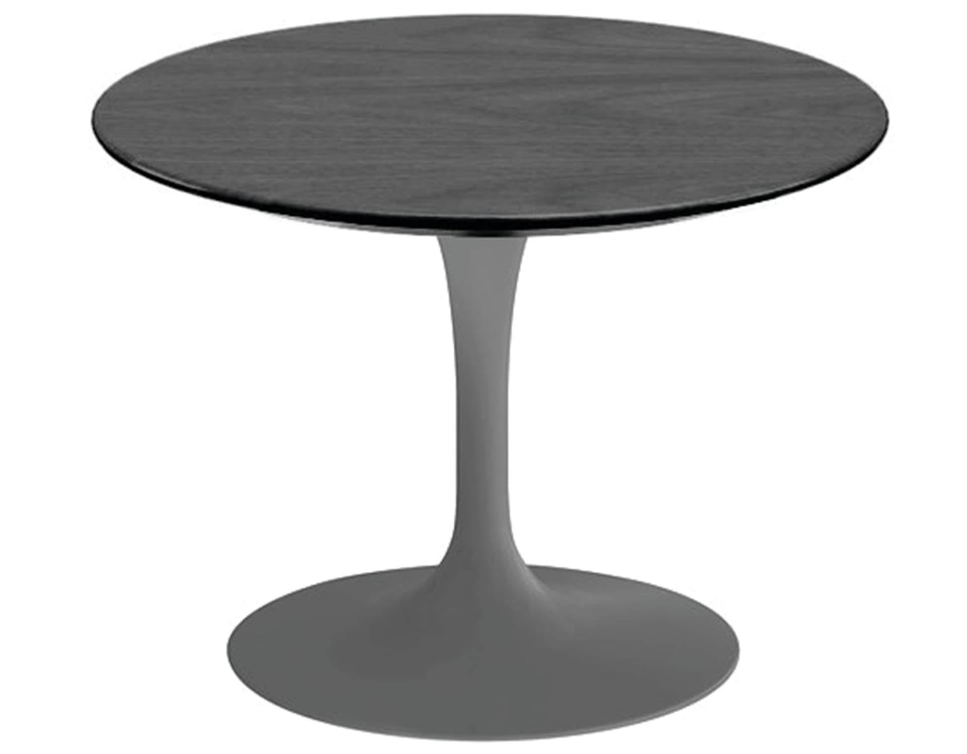 saarinen coffee table - 20" round / satin - grey / veneer - ebonized walnut