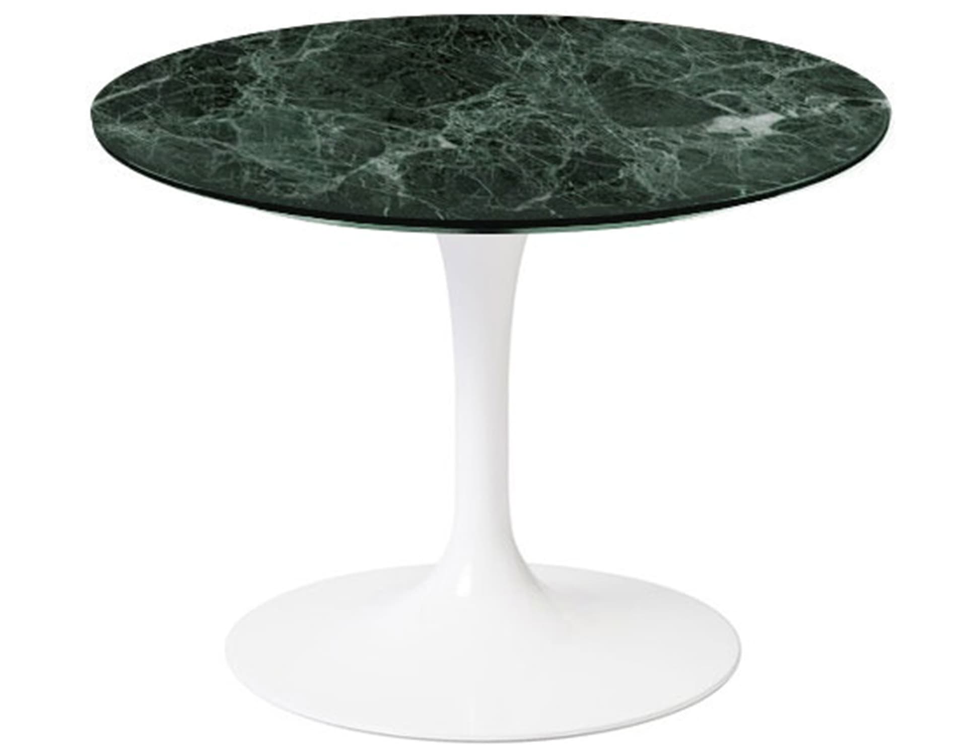 saarinen coffee table - 20" round / satin - grey / satin marble - verde alpi