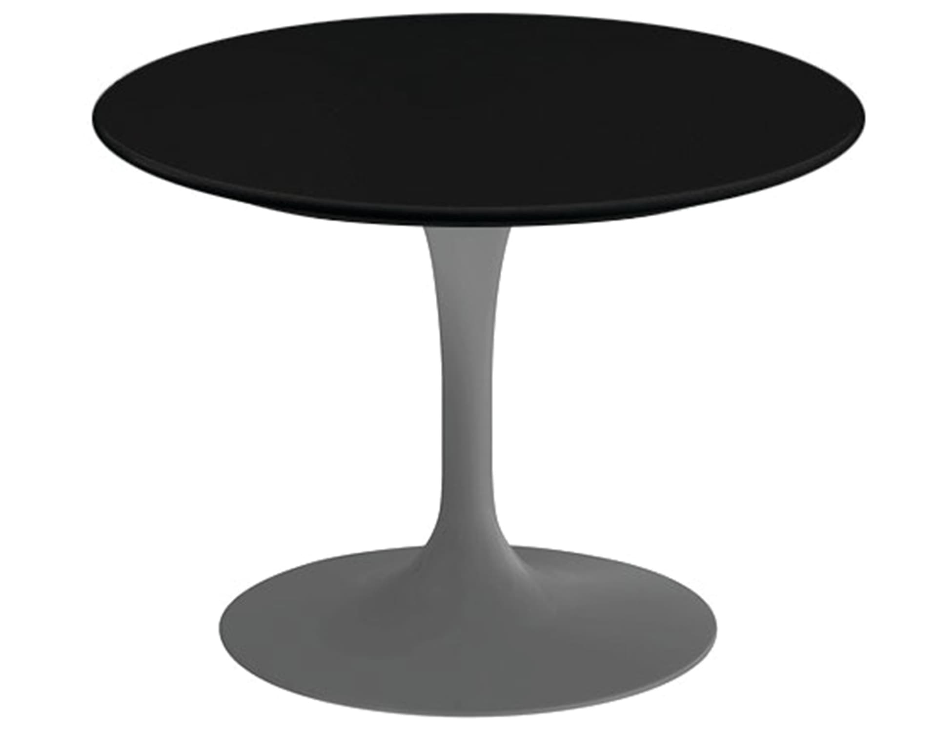 saarinen coffee table - 20" round / satin - grey / laminate - black