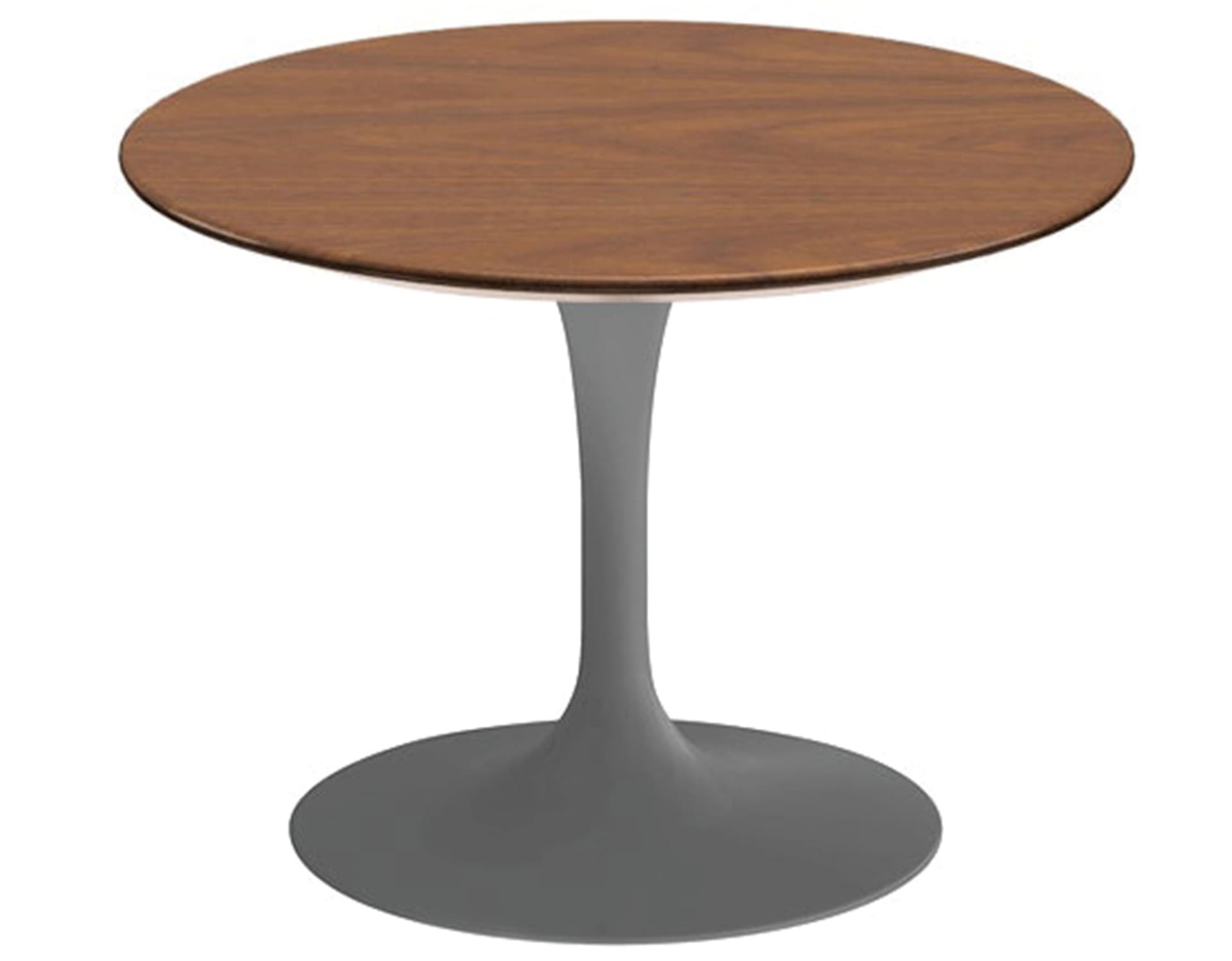 saarinen coffee table - 20" round / satin - grey / veneer - light walnut