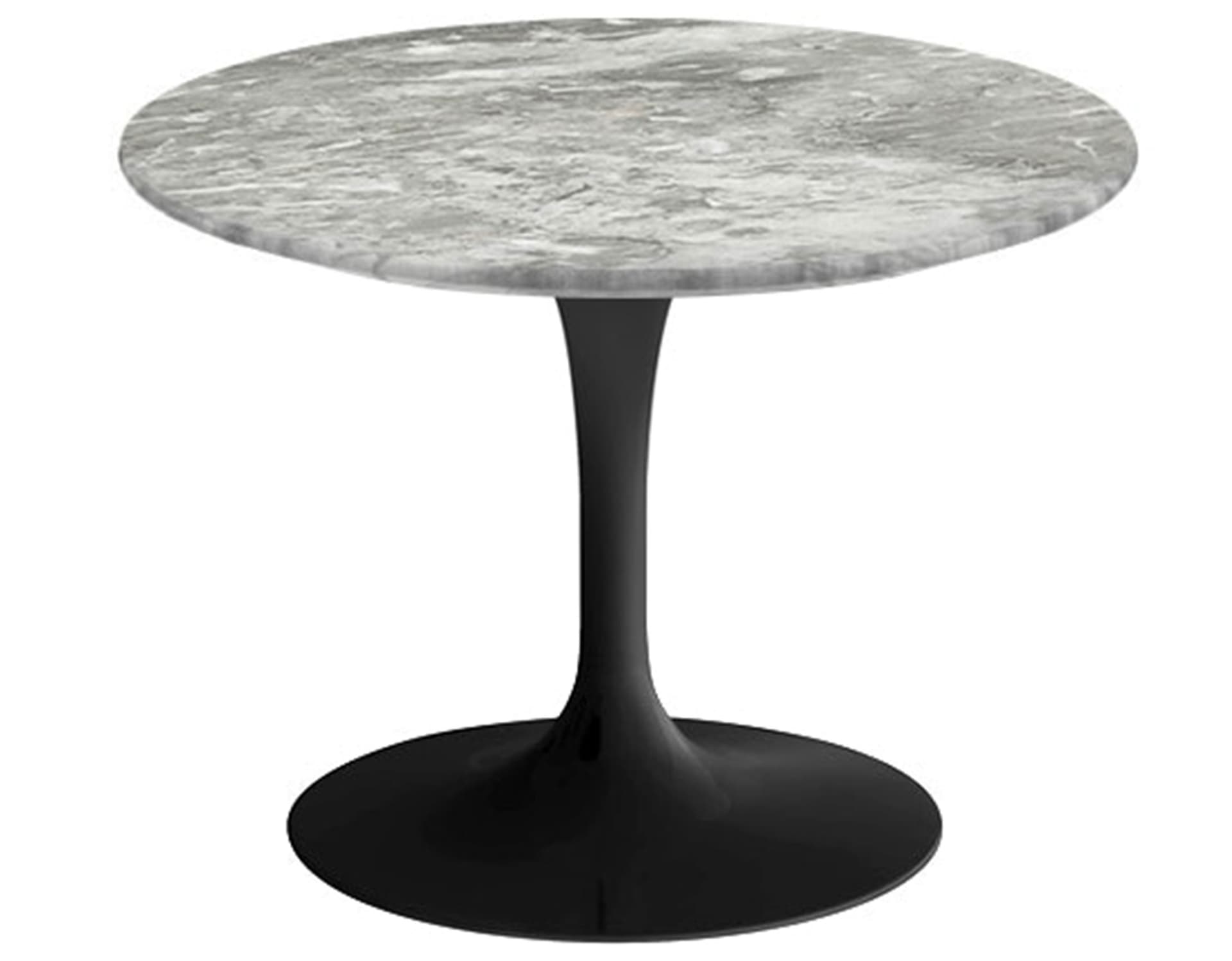 saarinen coffee table - 20" round / high gloss - black / satin marble - grey
