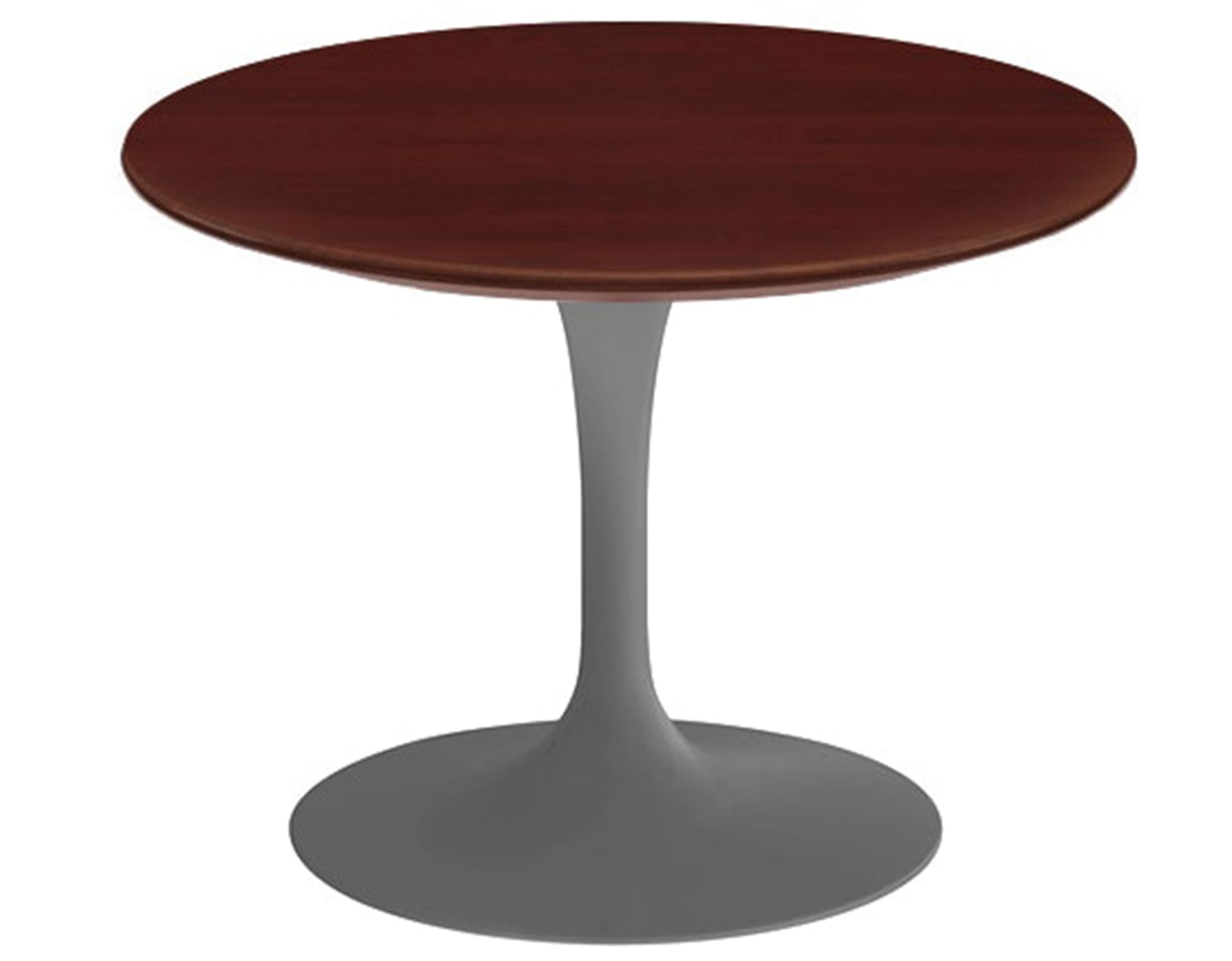 saarinen coffee table - 20" round / satin - grey / veneer - reff dark cherry