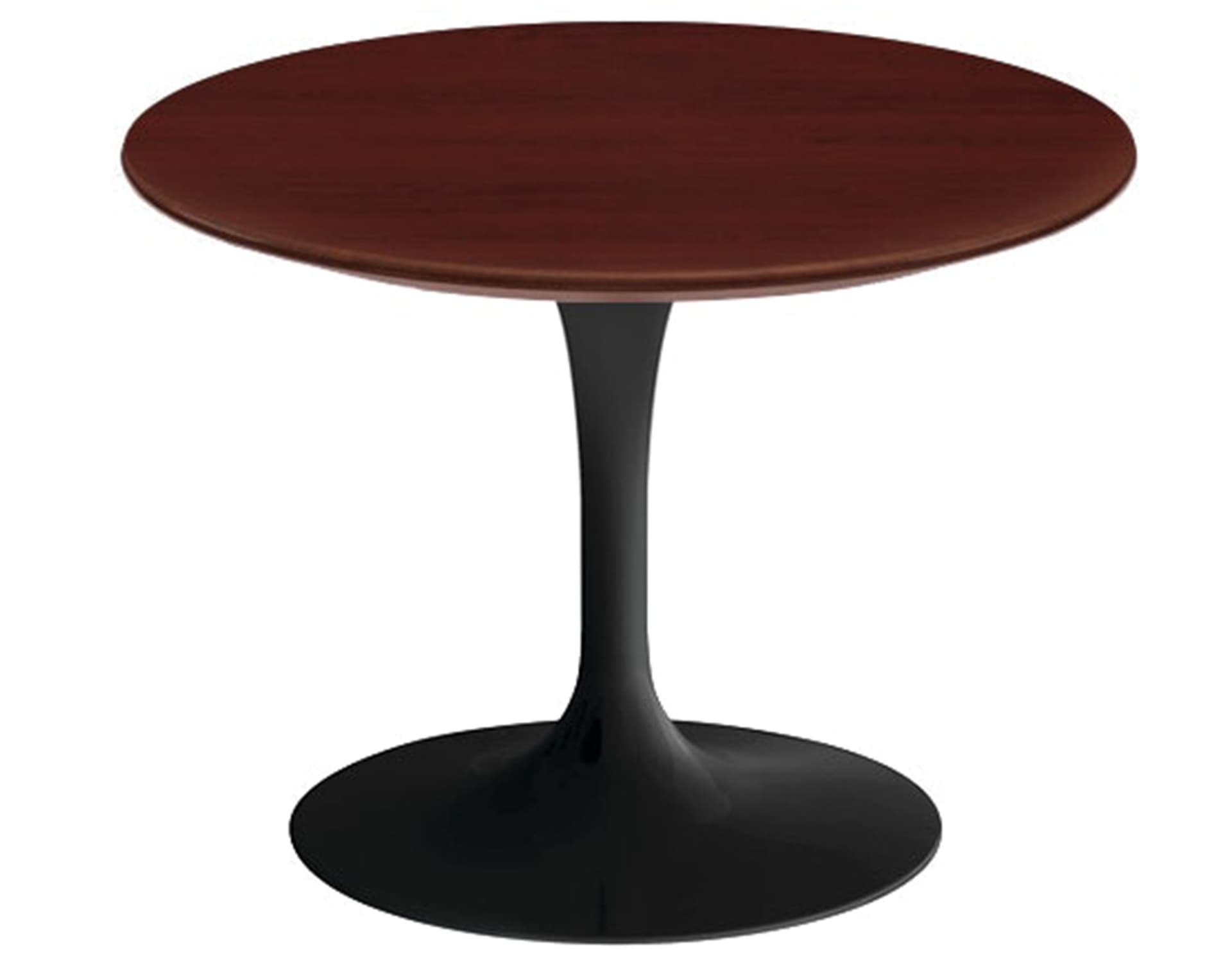 saarinen coffee table - 20" round / high gloss - black / veneer - reff dark cherry