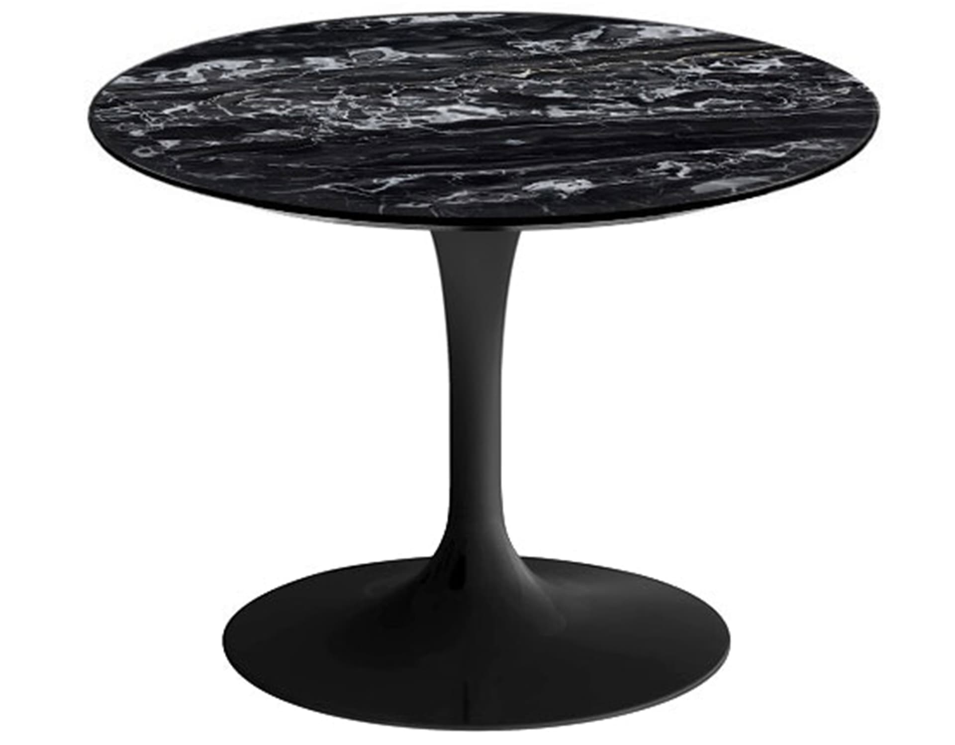 saarinen coffee table - 20" round / high gloss - black / polished marble - portoro