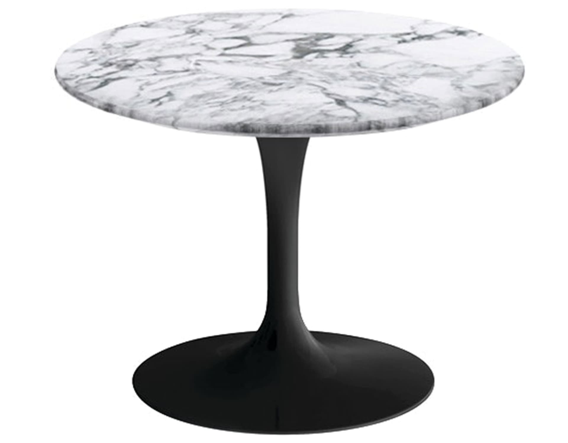 saarinen coffee table - 20" round / high gloss - black / satin marble - arabescato