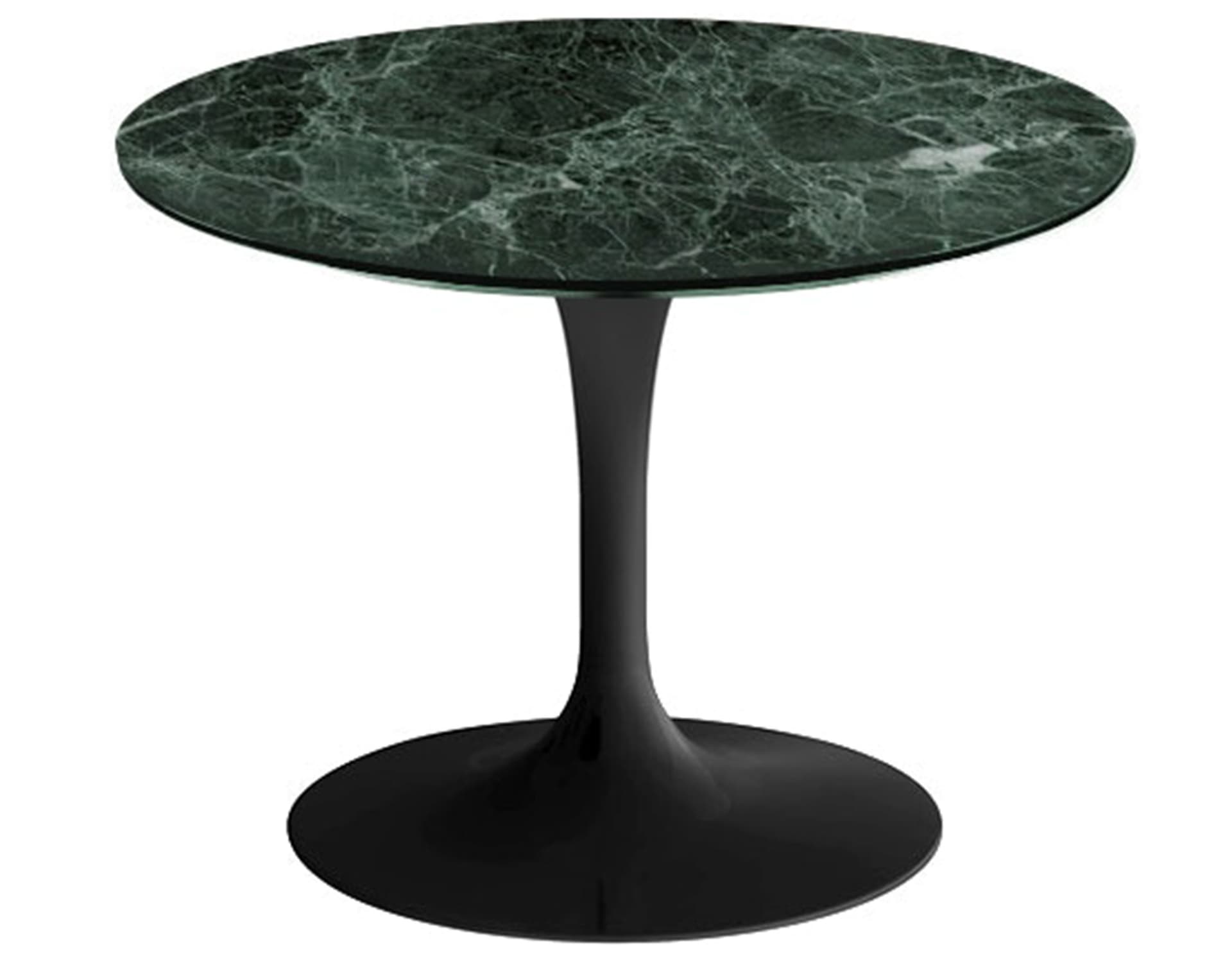 saarinen coffee table - 20" round / high gloss - black / polished marble - verde alpi