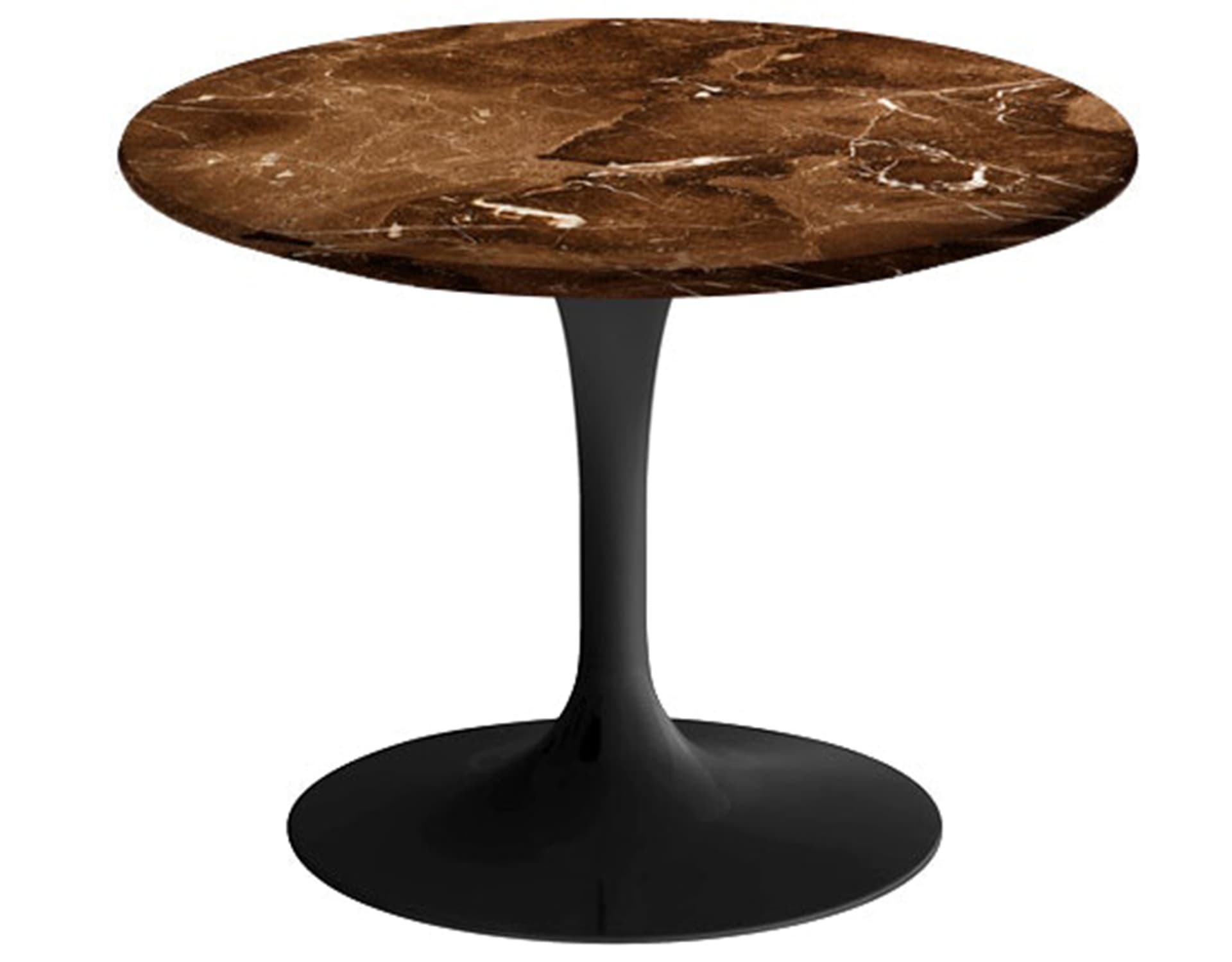 saarinen coffee table - 20" round / high gloss - black / polished marble - espresso