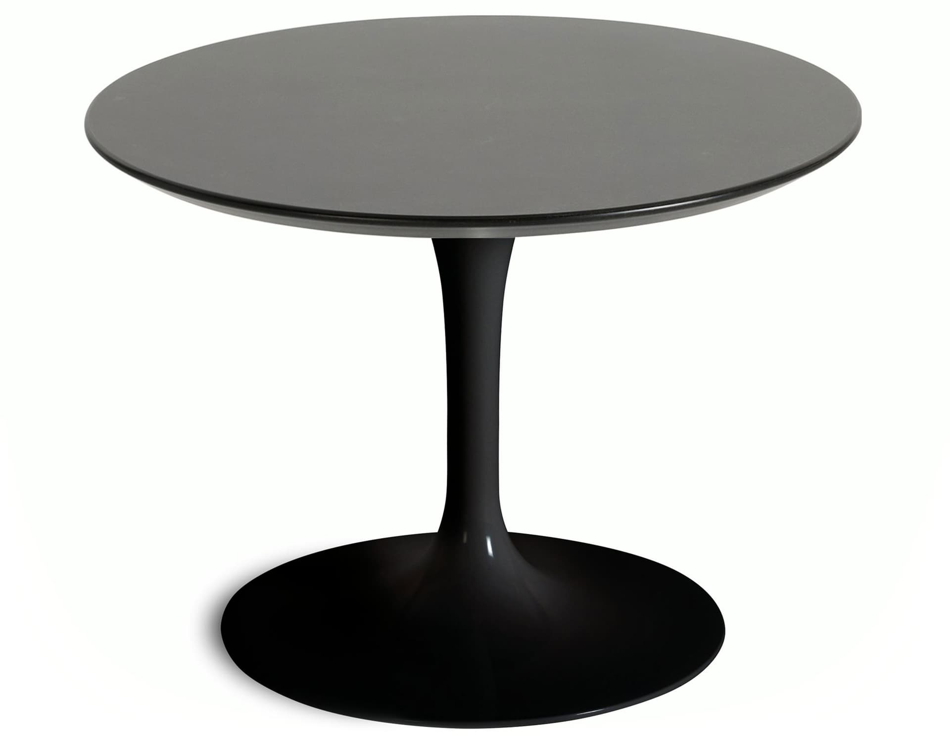saarinen coffee table - 20" round / high gloss - black / veneer - topo noir