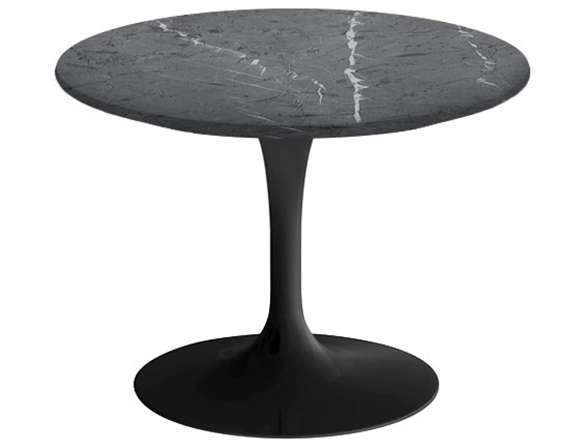 saarinen coffee table - 20" round / high gloss - black / polished marble - grigio marquina
