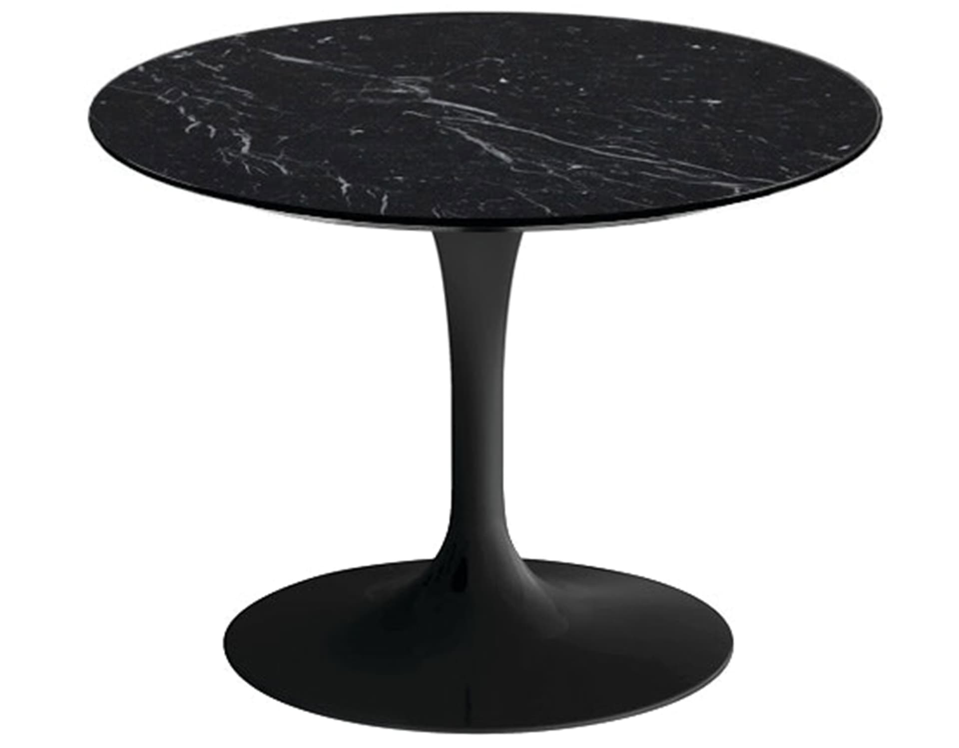saarinen coffee table - 20" round / high gloss - black / polished marble - nero marquina
