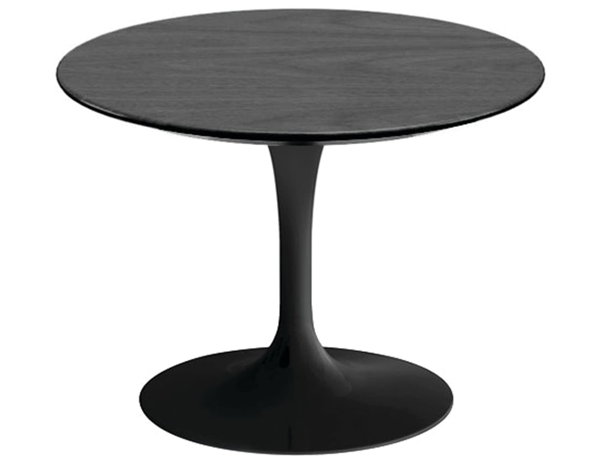 saarinen coffee table - 20" round / high gloss - black / veneer - ebonized walnut