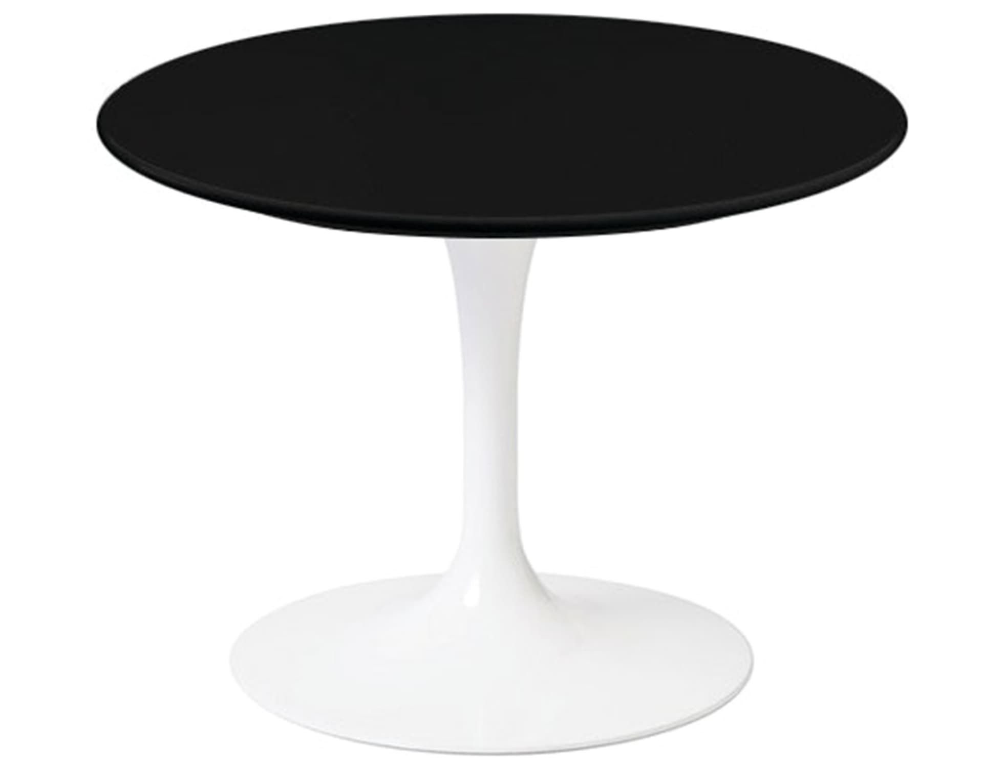 saarinen coffee table - 20" round / high gloss - white / laminate - black