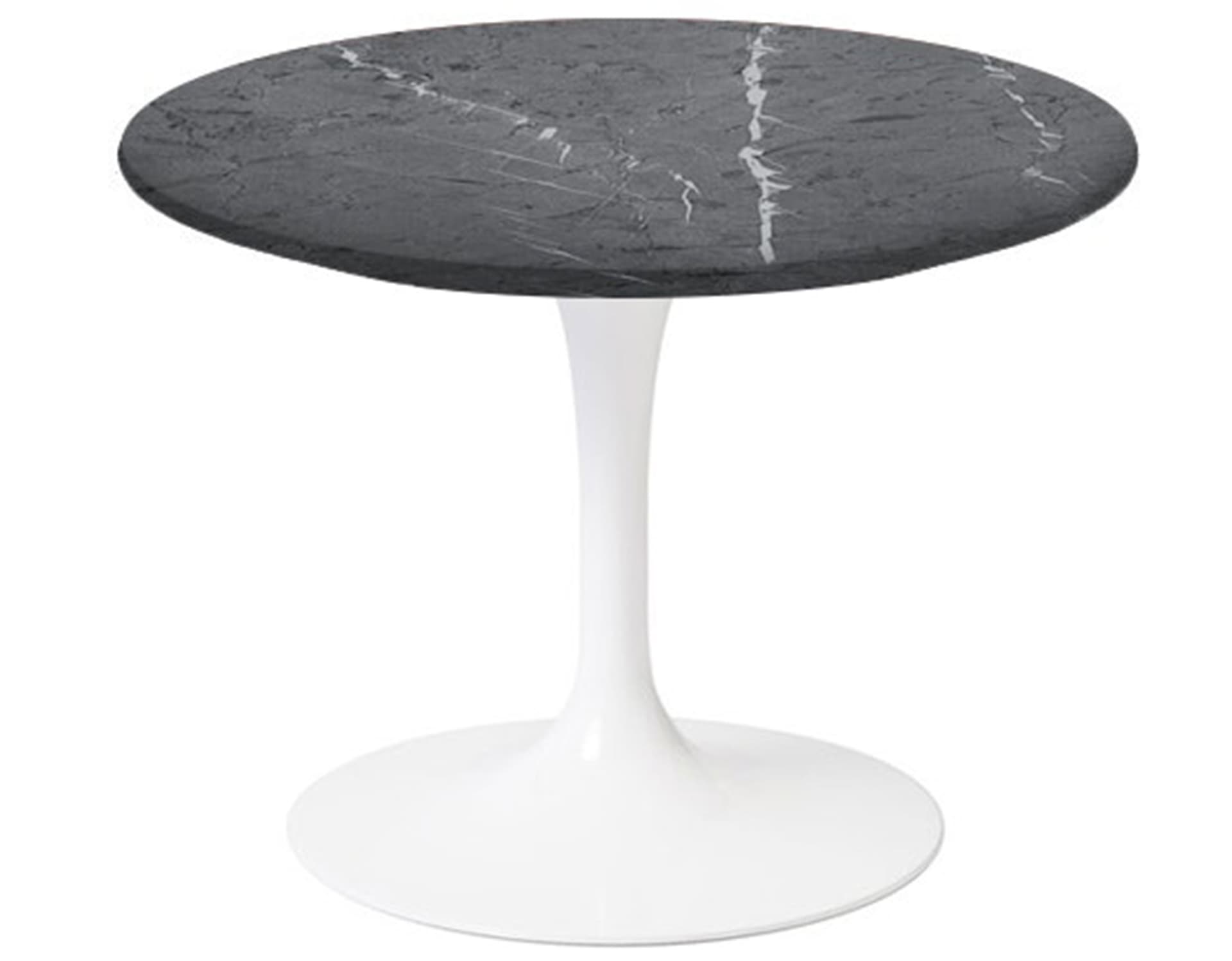 saarinen coffee table - 20" round / high gloss - white / polished marble - grigio marquina