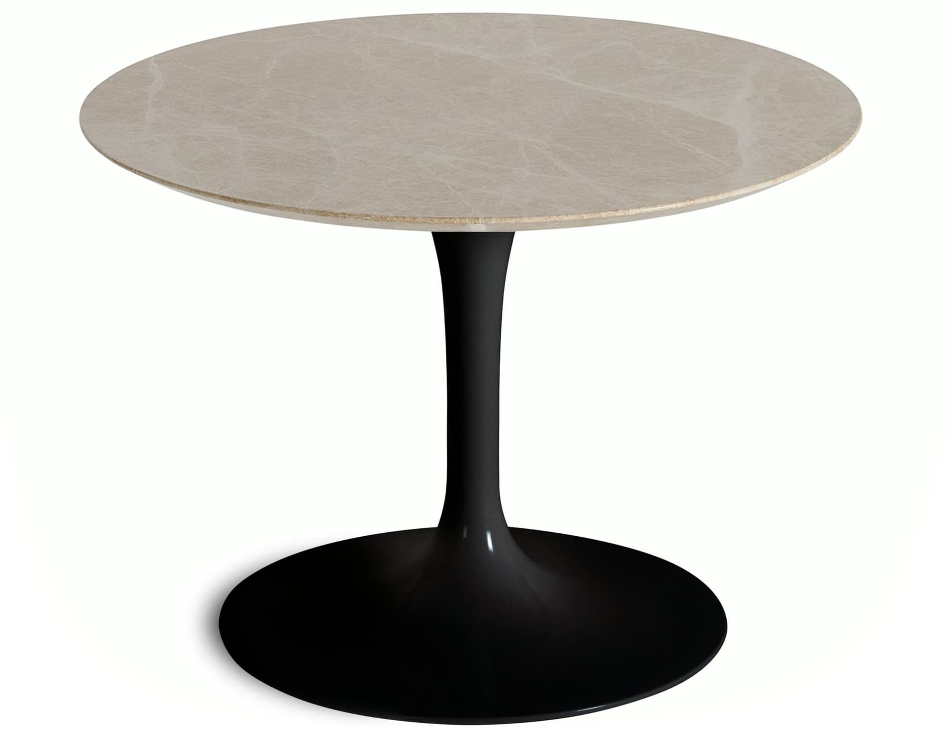 saarinen coffee table - 20" round / high gloss - black / polished marble - emperador light