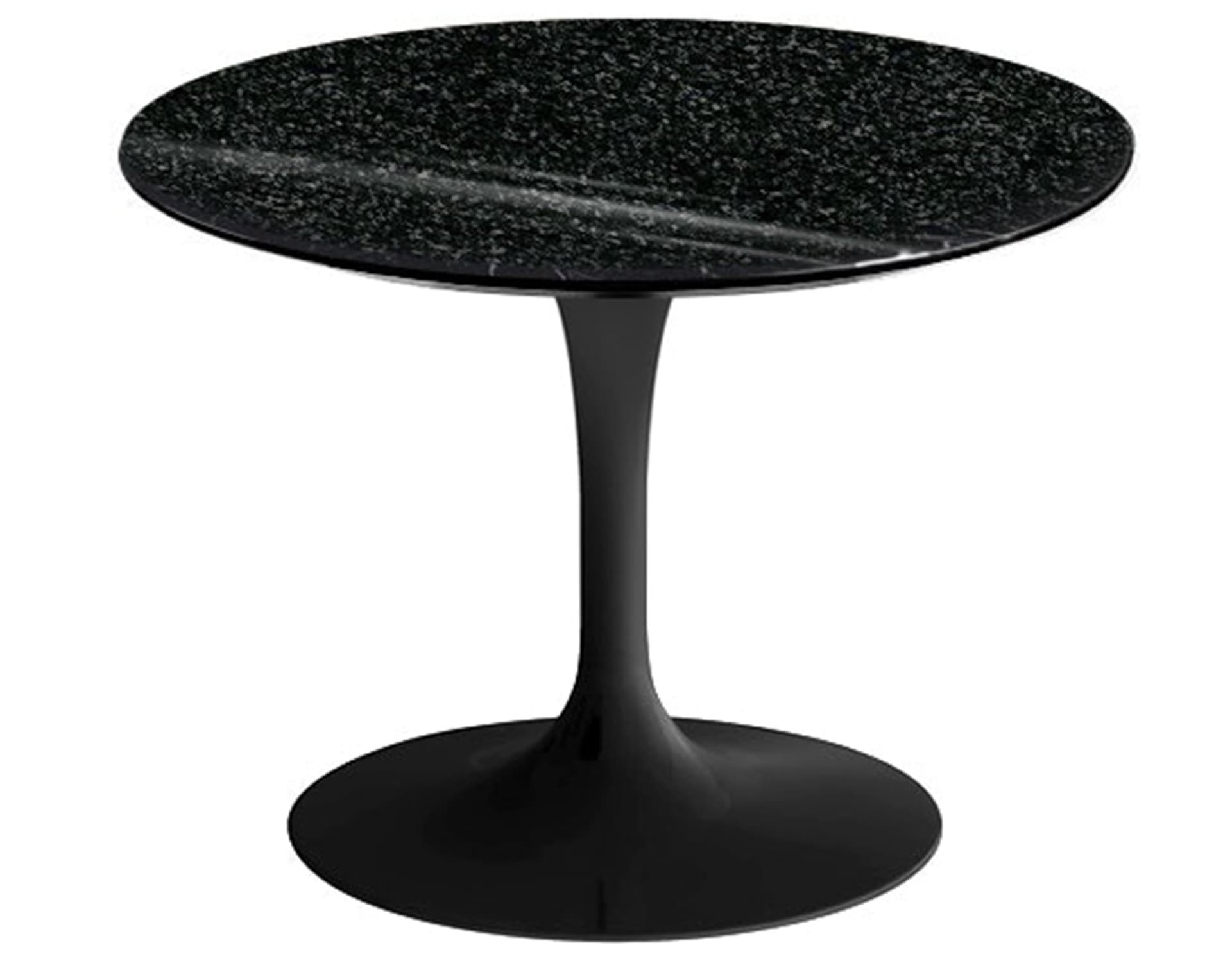 saarinen coffee table - 20" round / high gloss - black / granite - black andes