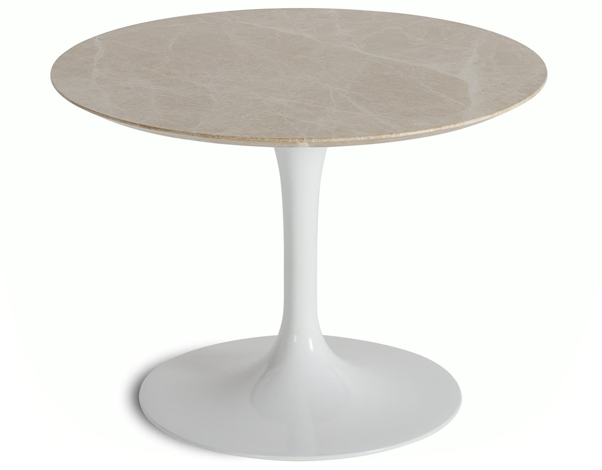 saarinen coffee table - 20" round / high gloss - white / polished marble - emperador light