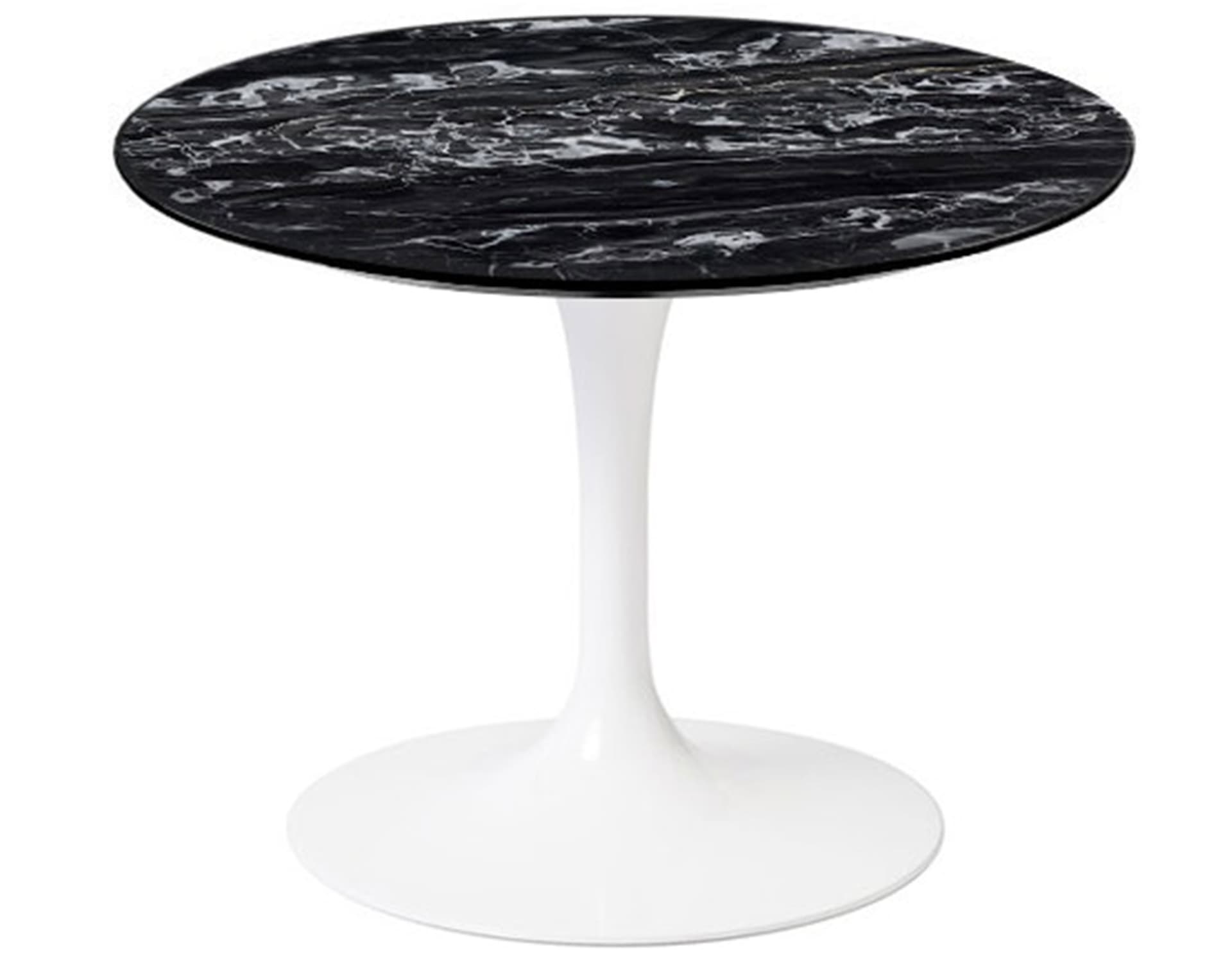 saarinen coffee table - 20" round / high gloss - white / polished marble - portoro