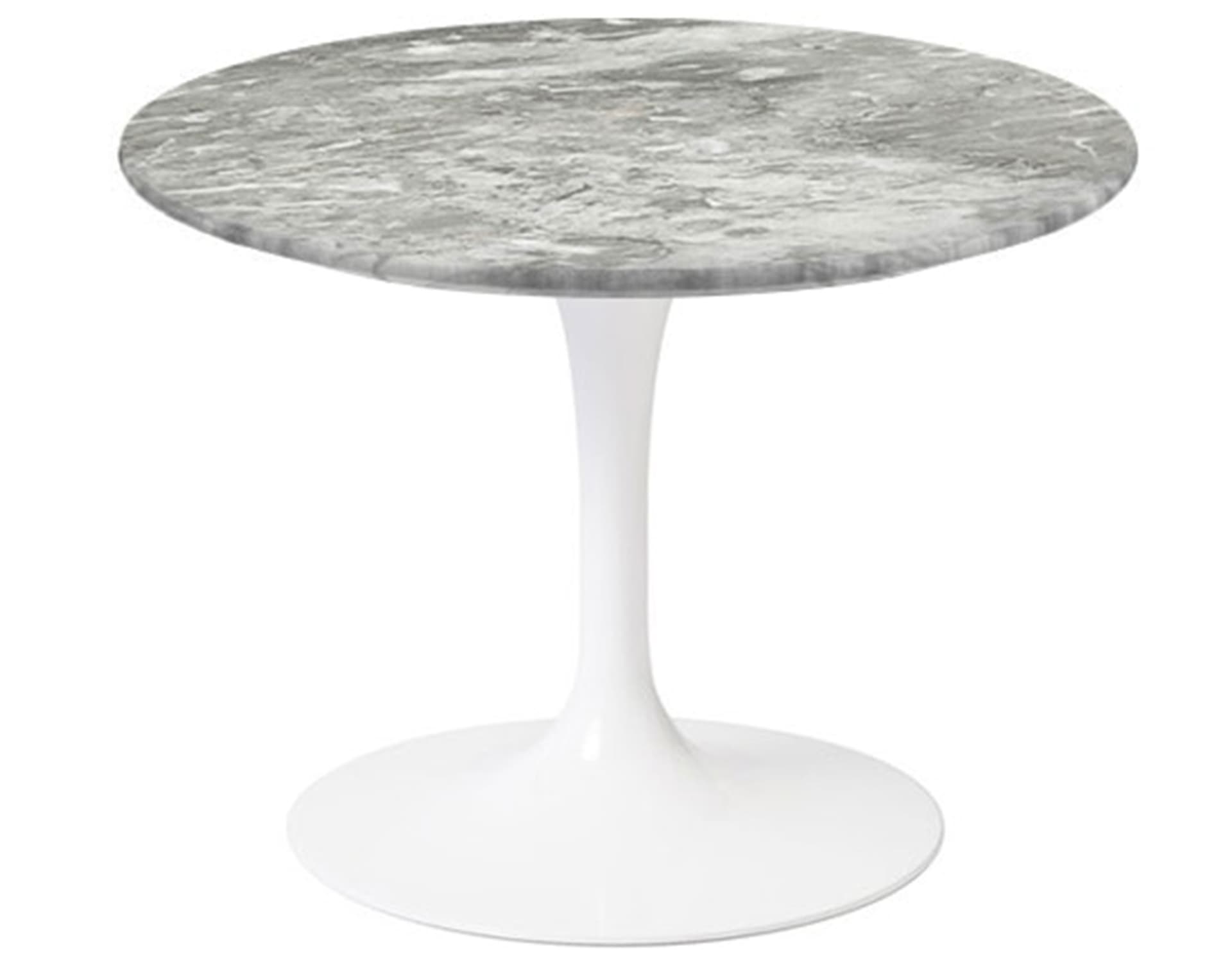 saarinen coffee table - 20" round / high gloss - white / polished marble - grey